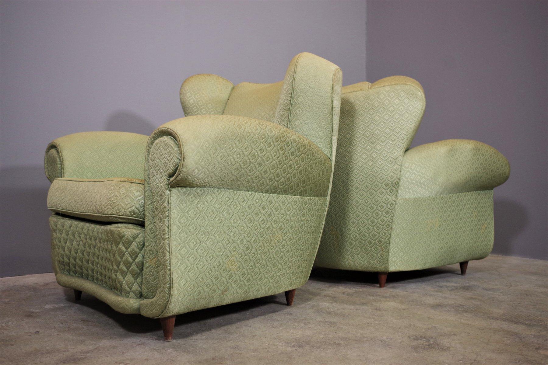 Paire de fauteuils en forme d'éventail dans le style de Paolo Buffa, années 1950 en vente 1