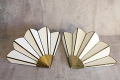 Pair of Fan-Shaped Wall Sconces - Art Deco Style - 1970s