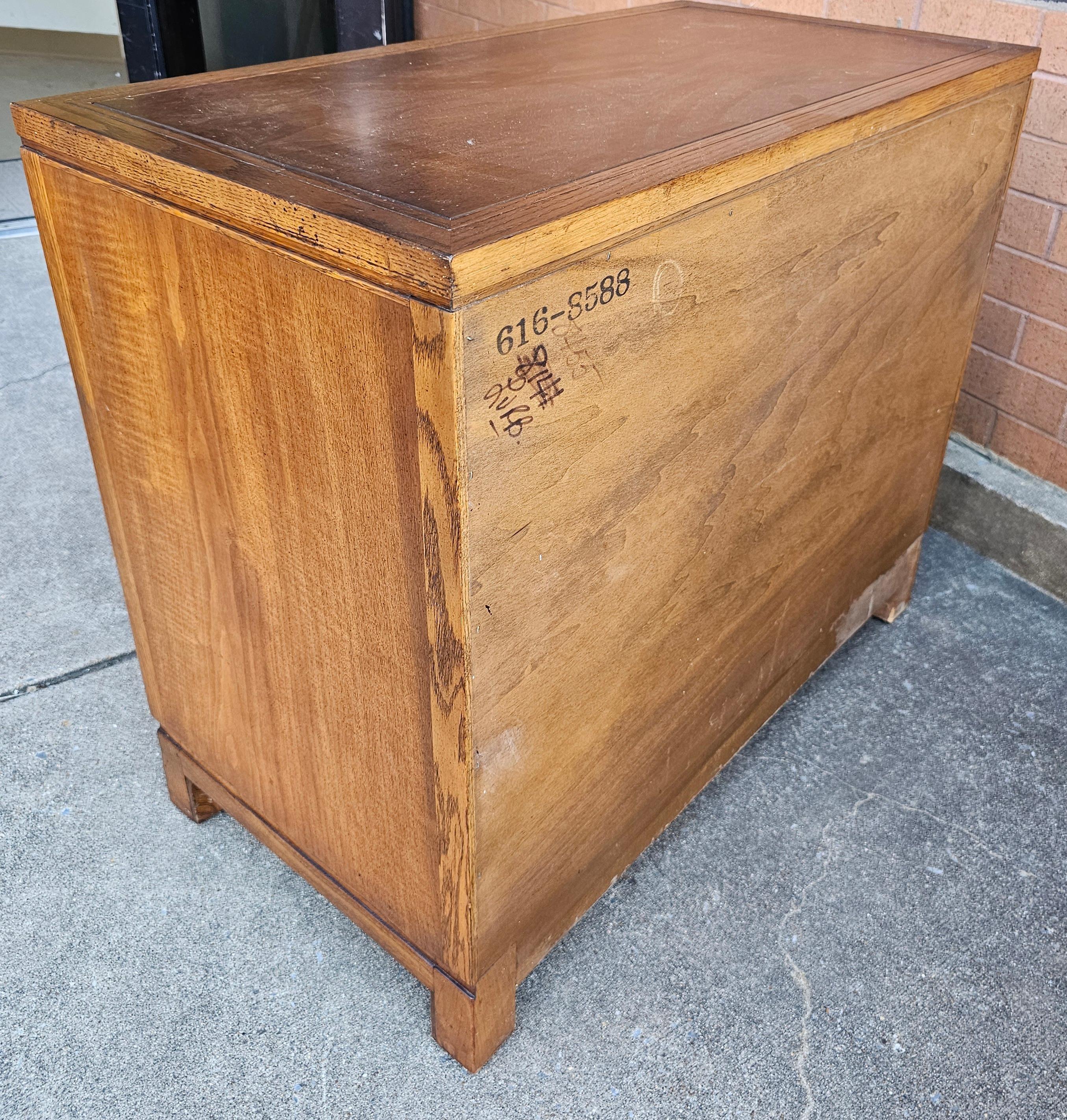 American Pair of Fancher Furniture Walnut and Oak Chest of Drawers and Side Cabinet For Sale