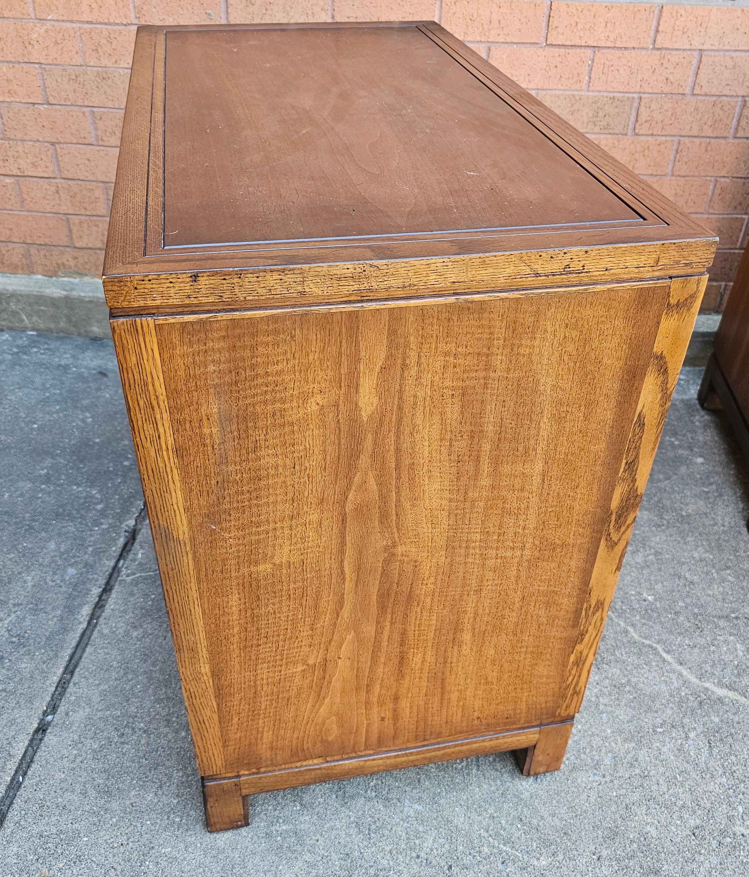 Stained Pair of Fancher Furniture Walnut and Oak Chest of Drawers and Side Cabinet For Sale