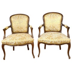 Pair of Fancy French Louis XV Refined Fauteuils Chairs Mid-Century