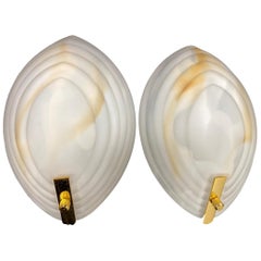 Pair of Fancy Marble Tone Glass Sconces Italy Italian, 1980s