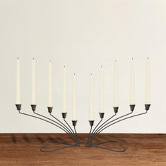Pair of Fanned Five-Arm Candelabra