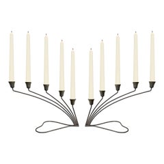 Pair of Fanned Five-Arm Candelabra