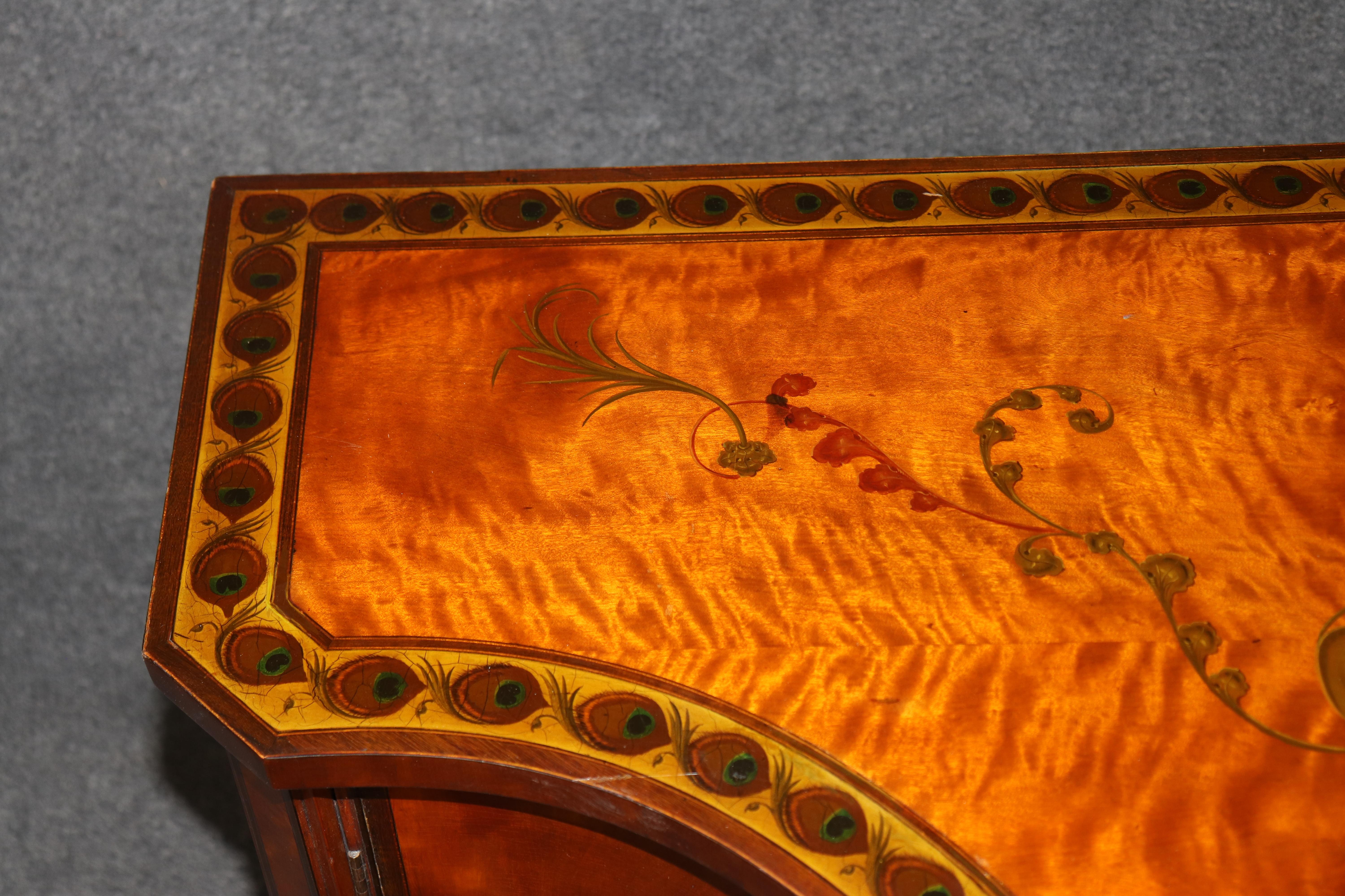 Pair of Fantastic Adams Paint Decorated Satinwood Commodes Buffets in vendita 5