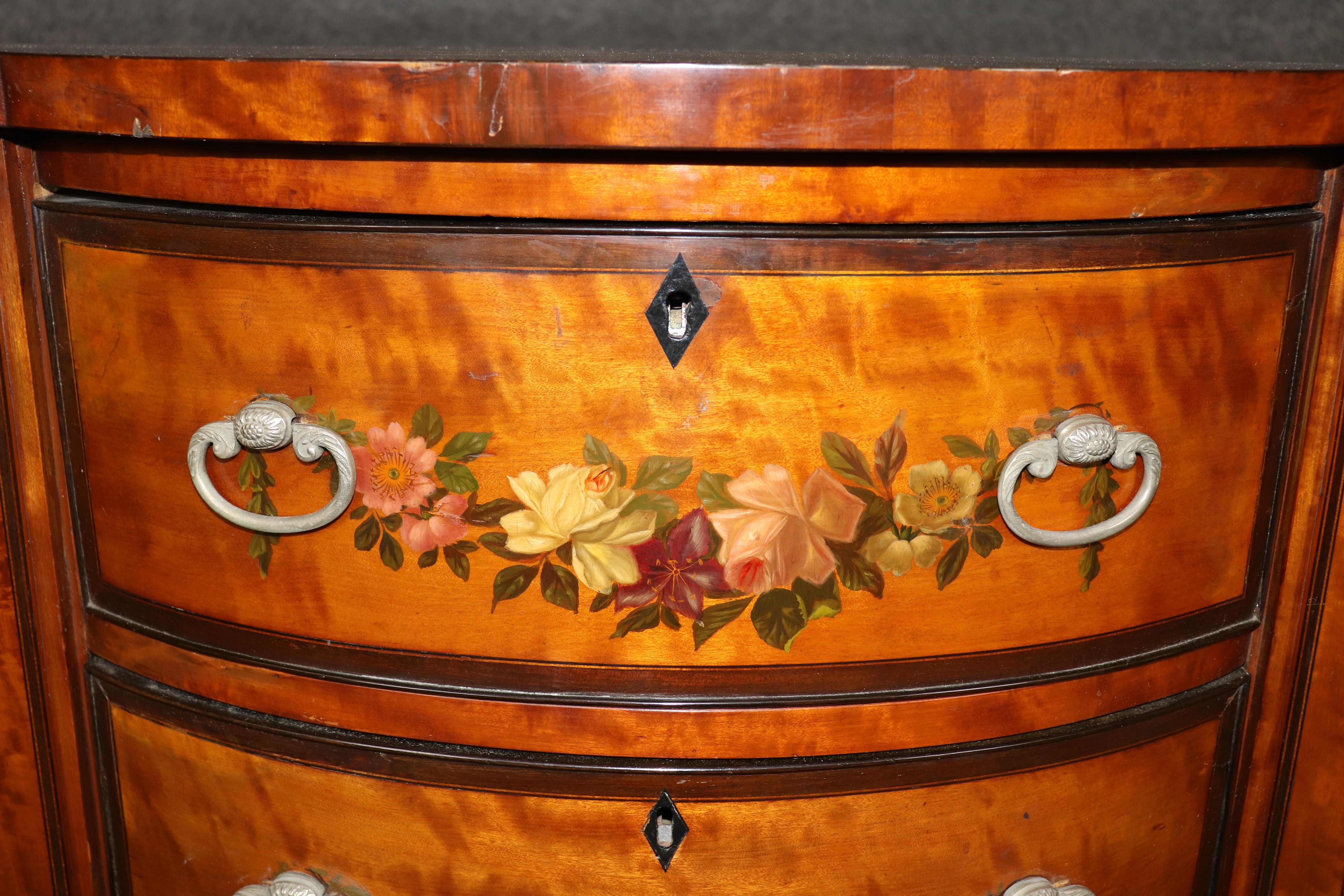 Pair of Fantastic Adams Paint Decorated Satinwood Commodes Buffets in vendita 7