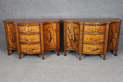 Pair of Fantastic Adams Paint Decorated Satinwood Commodes Buffets
