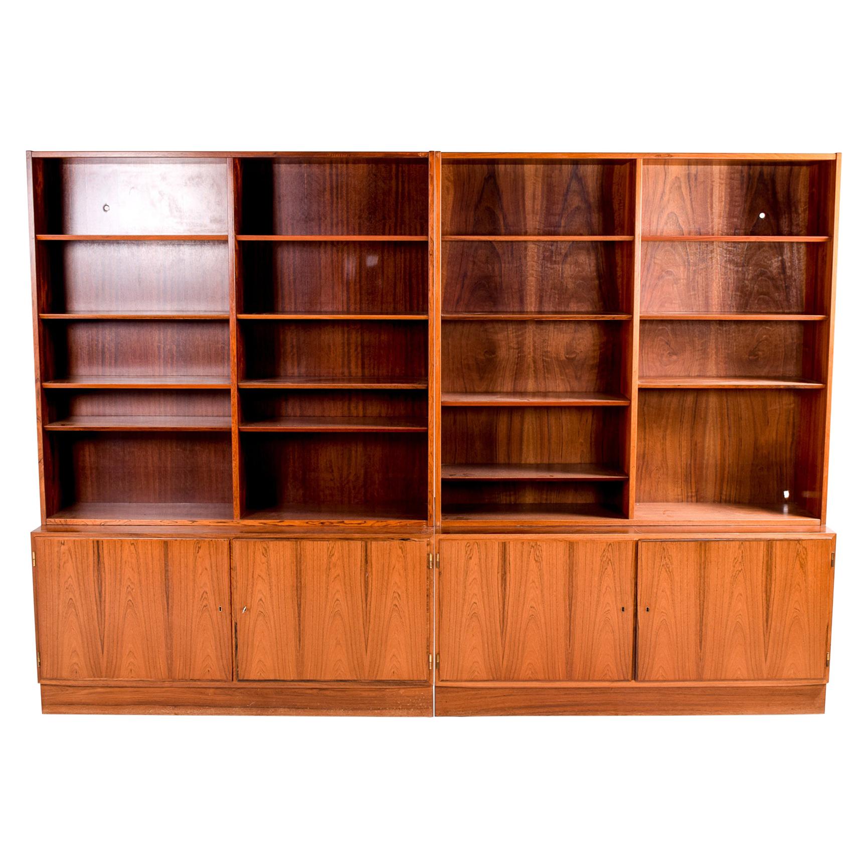 Pair Mid Century Danish Modern Teakwood Bookcase Sideboard Units, Circa ...