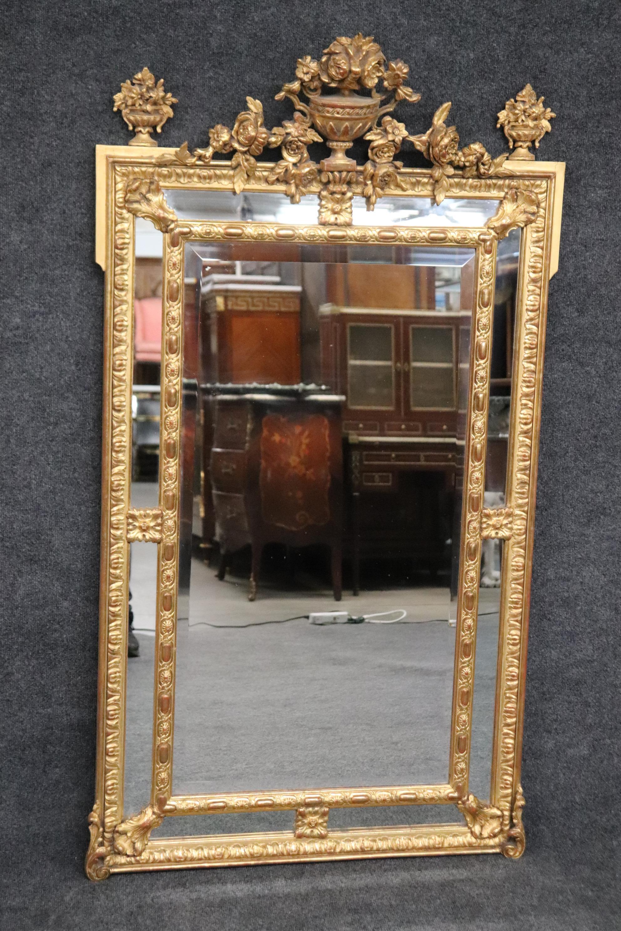 Pair of Fantastic Gilded French Louis XV Style Mirrors with Floral Motif 5