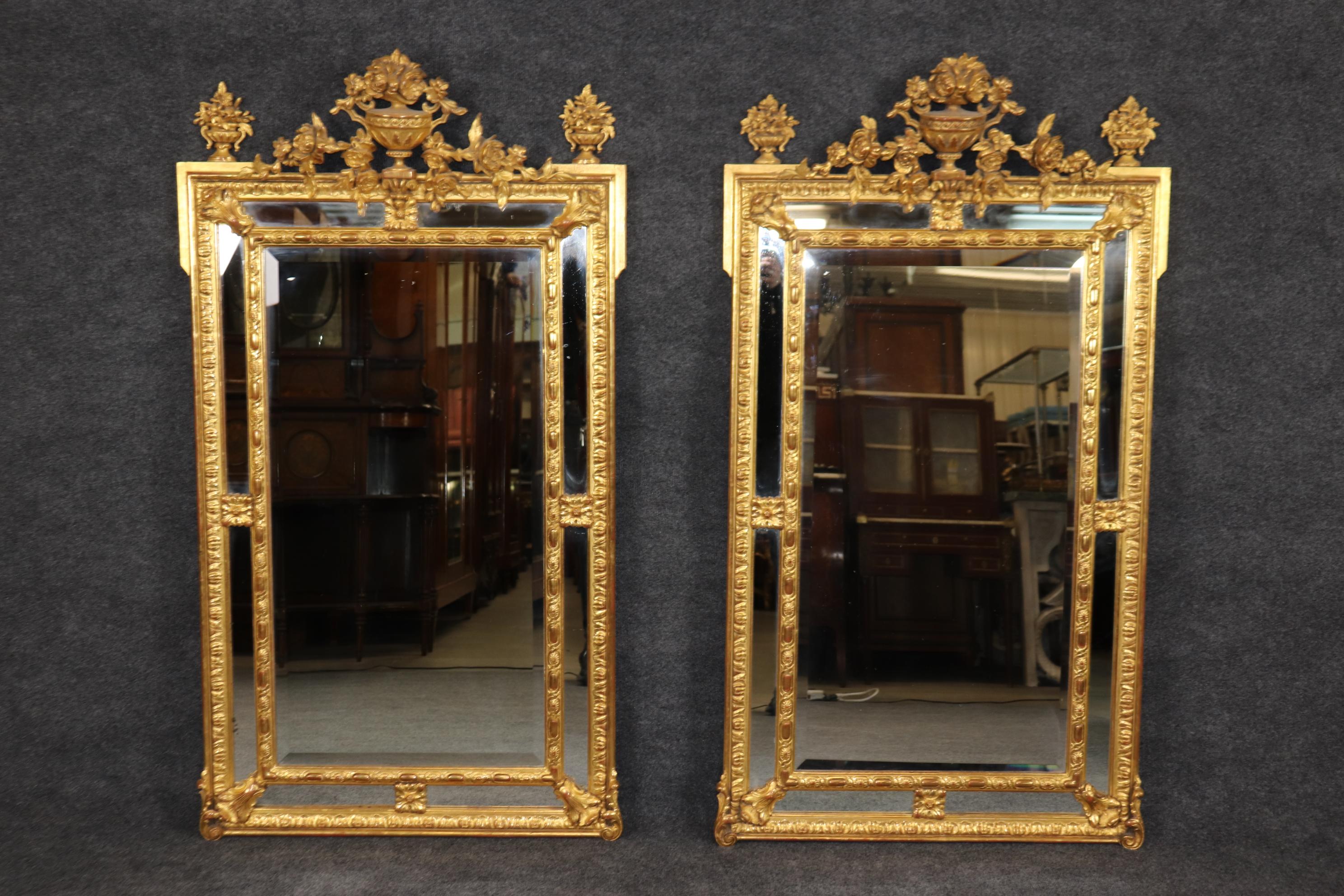 Pair of Fantastic Gilded French Louis XV Style Mirrors with Floral Motif 6