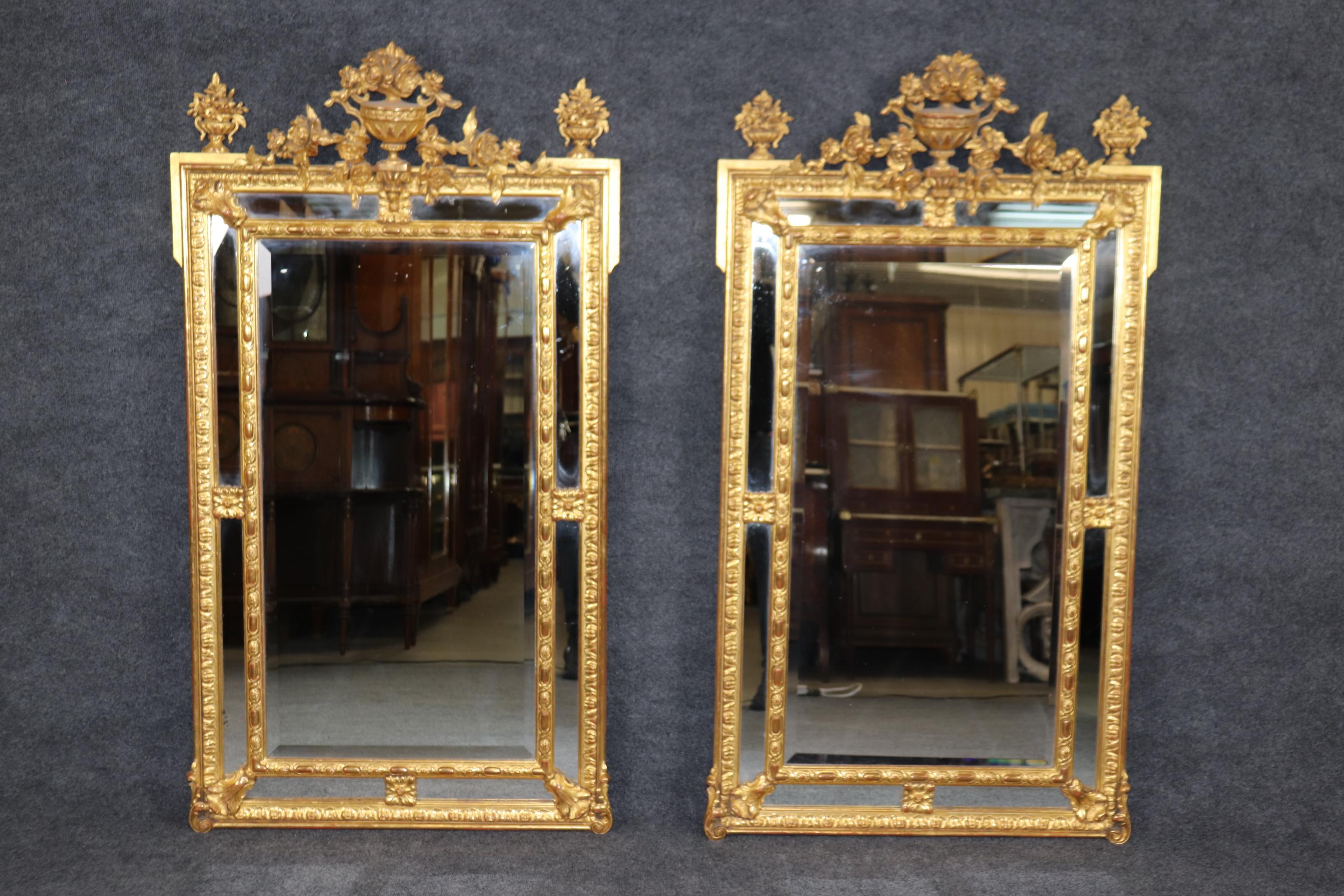 Pair of Fantastic Gilded French Louis XV Style Mirrors with Floral Motif 7