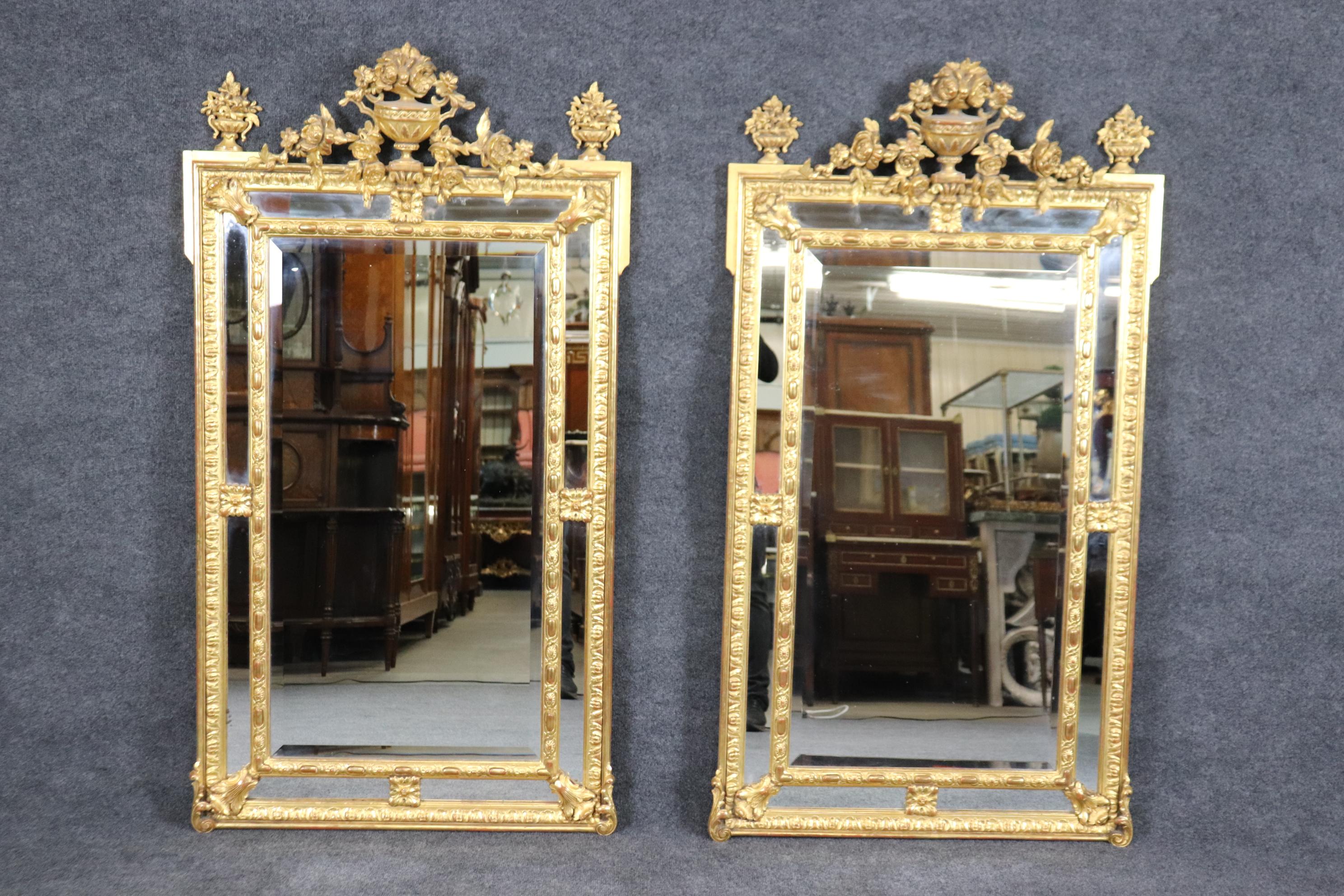 Pair of Fantastic Gilded French Louis XV Style Mirrors with Floral Motif 8