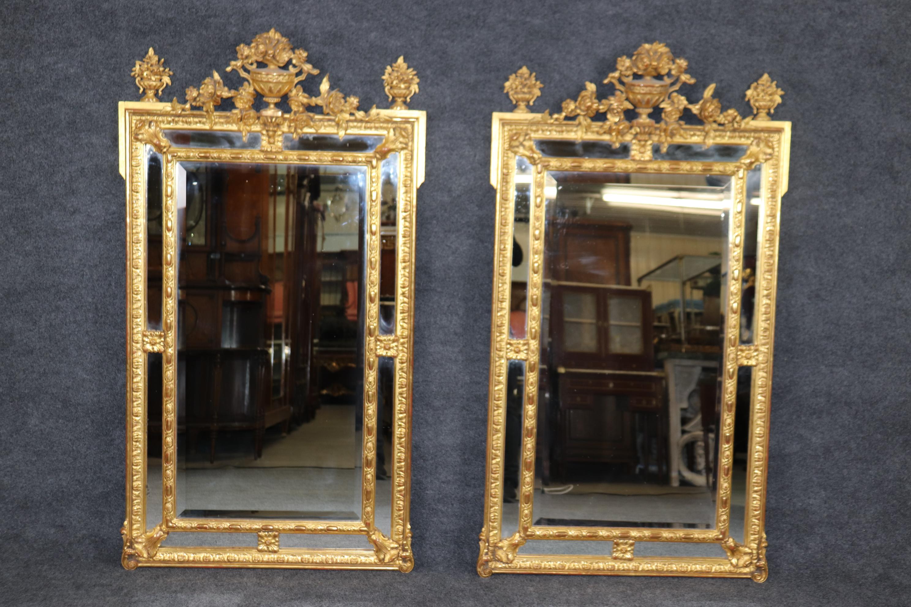 Pair of Fantastic Gilded French Louis XV Style Mirrors with Floral Motif 9