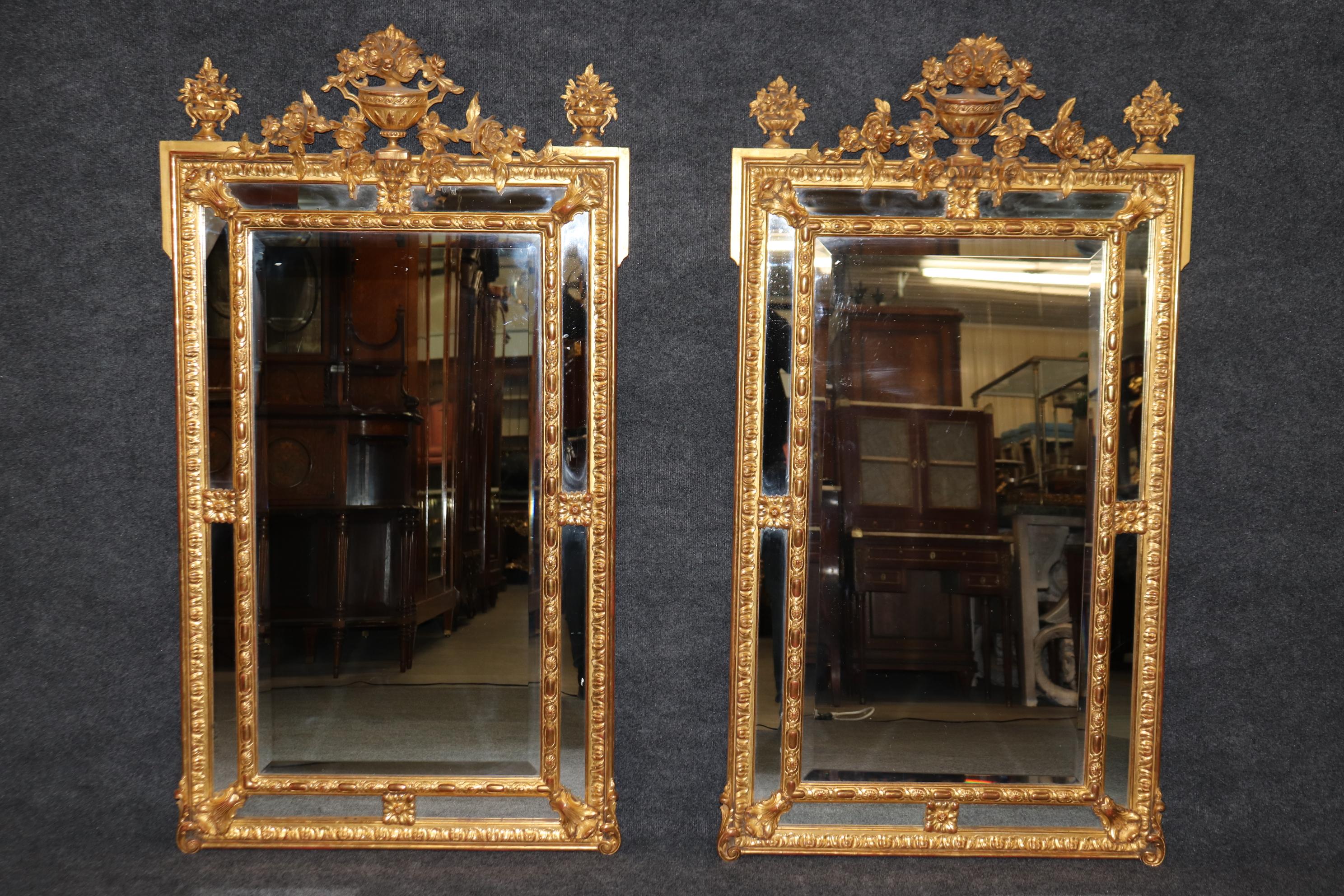 Pair of Fantastic Gilded French Louis XV Style Mirrors with Floral Motif 10