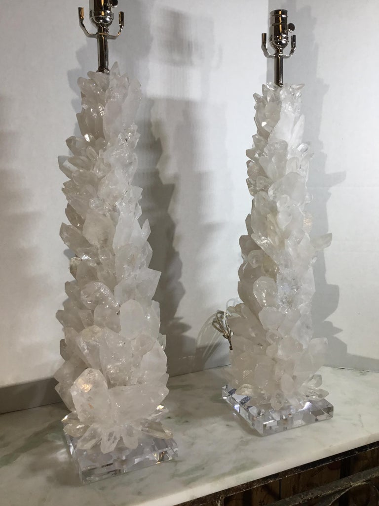 Pair of Fantastic White Quartz Crystal Table Lamps at 1stDibs | white