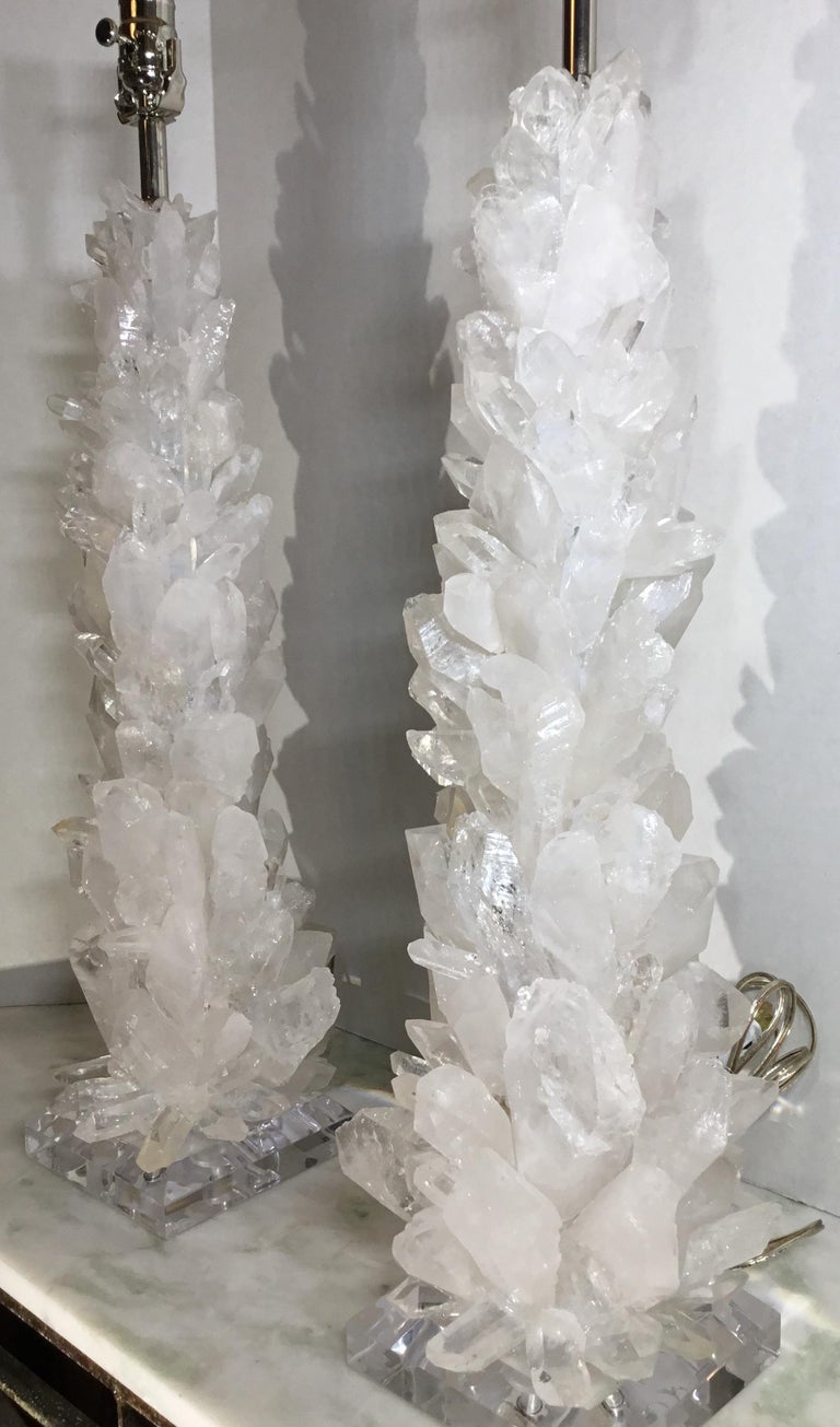 Pair of Fantastic White Quartz Crystal Table Lamps at 1stDibs white