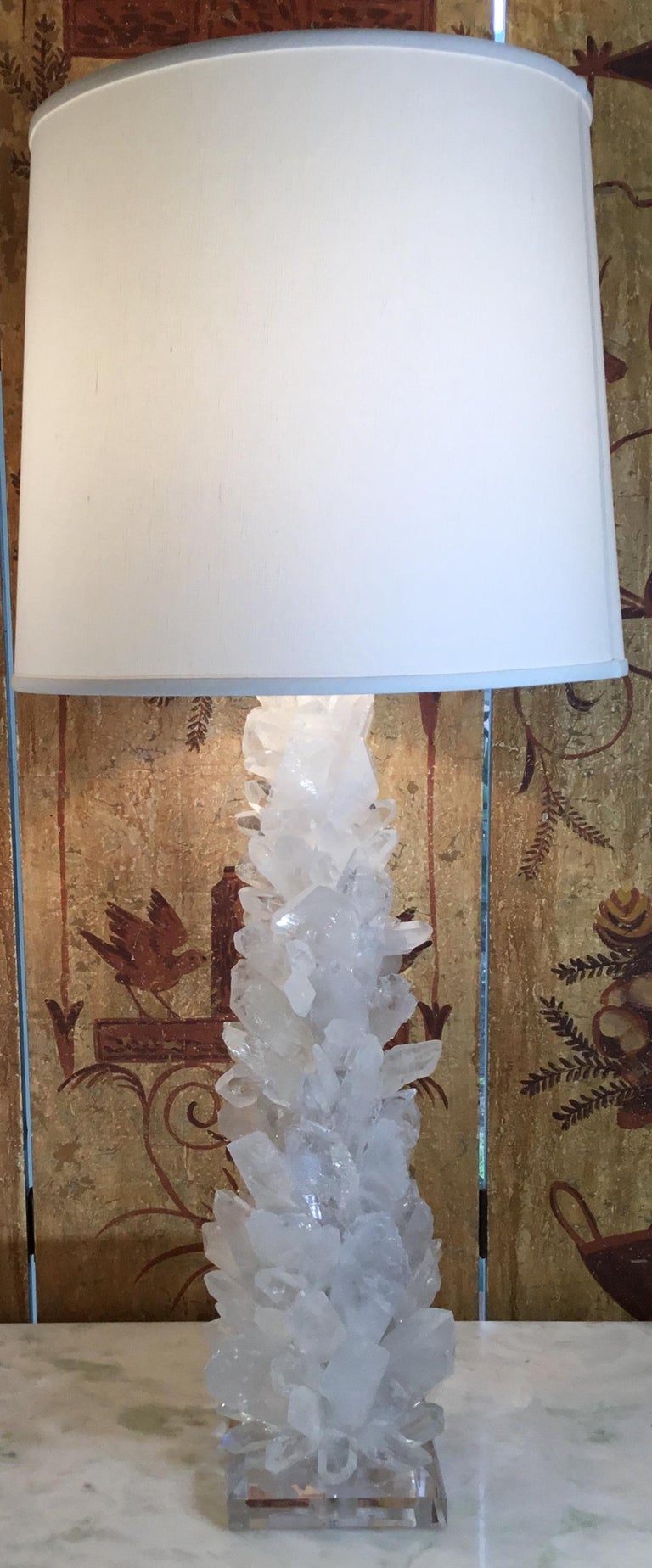Pair of Fantastic White Quartz Crystal Table Lamps at 1stDibs white
