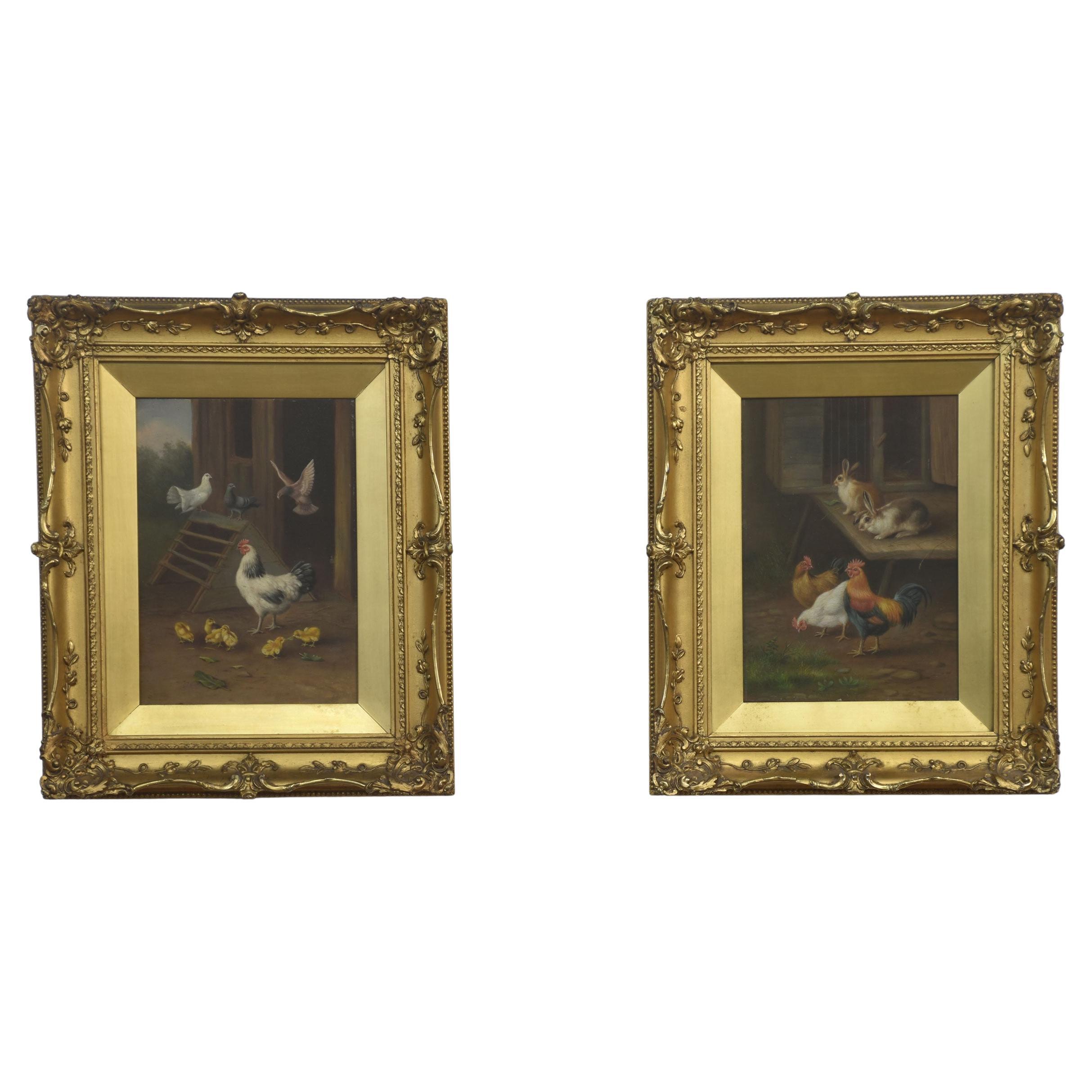 Ein Paar Bauernhofszenen im Stil von Edgar Hunt