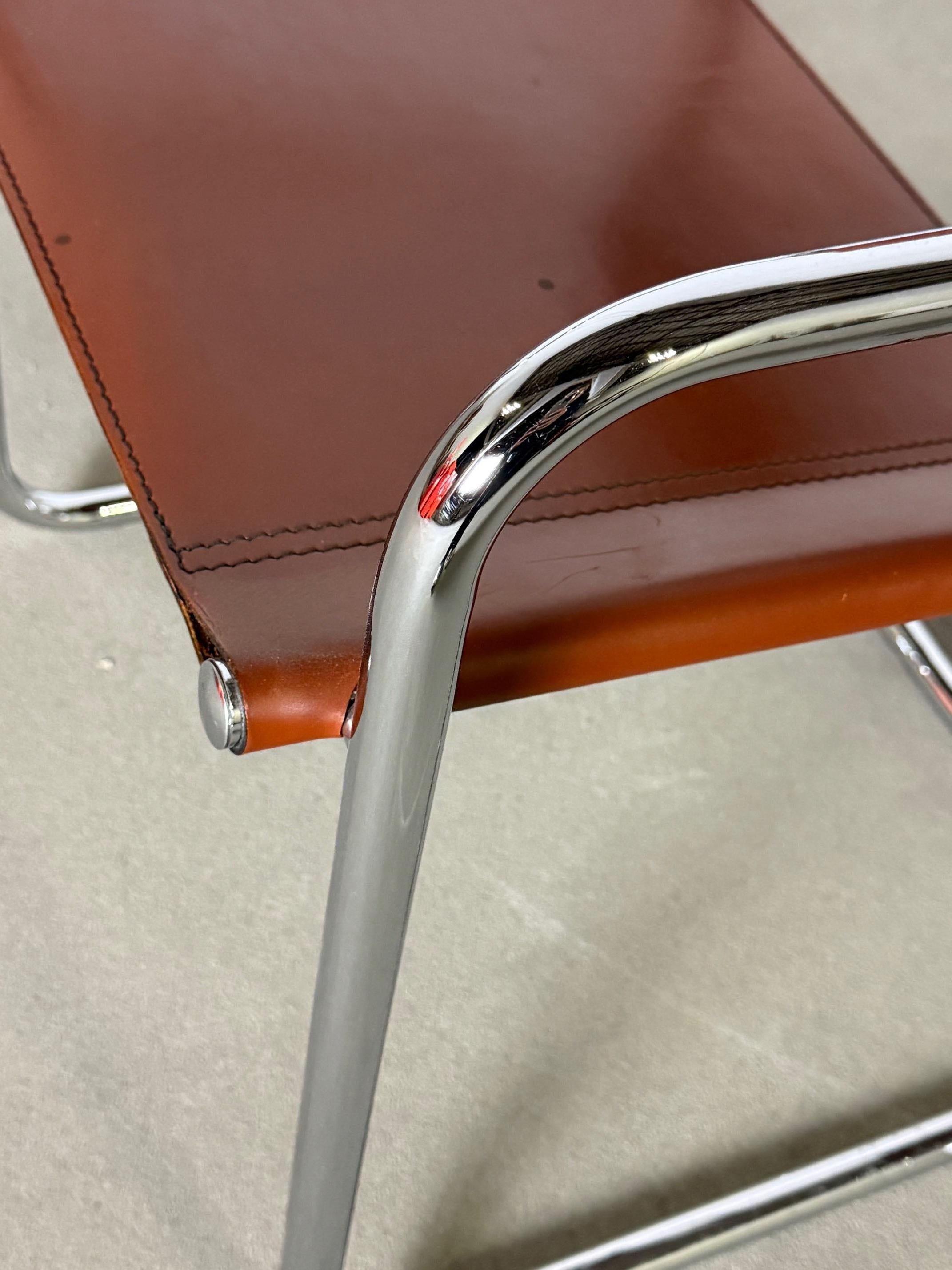 Paar Fasem S34 Stühle in Cognac Leder - Original Polsterung, Italienisches Design im Angebot 4