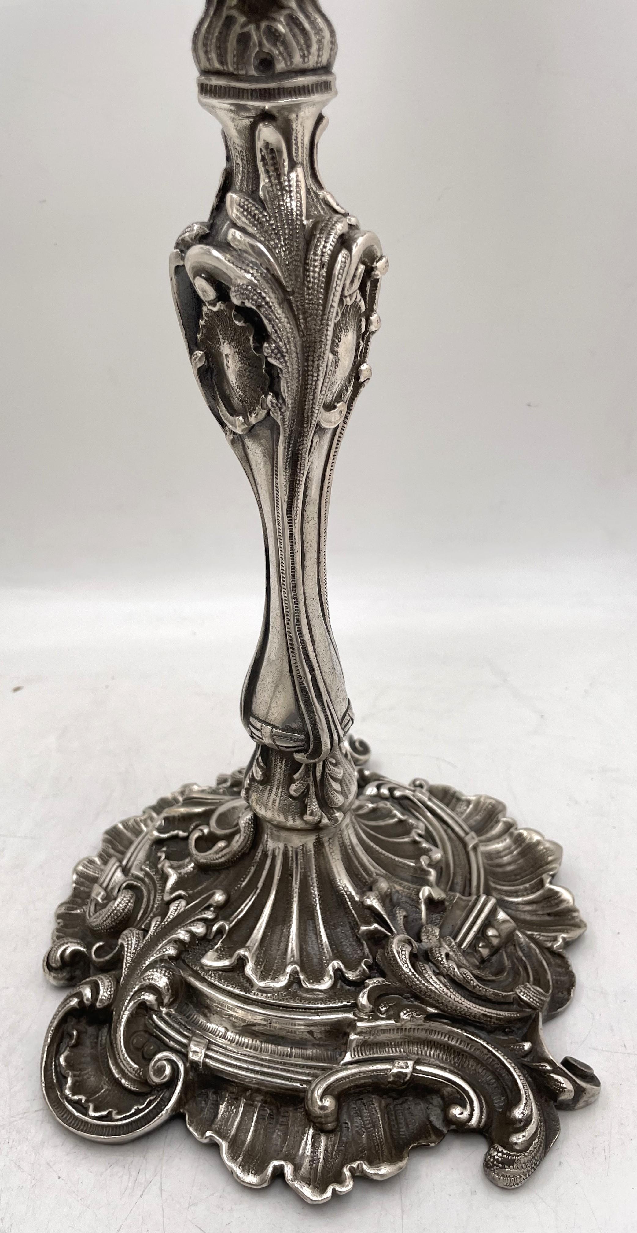 Pair of Fasoli Italian Silver 7-Light Candelabra Late 19th Early 20th Century For Sale 8