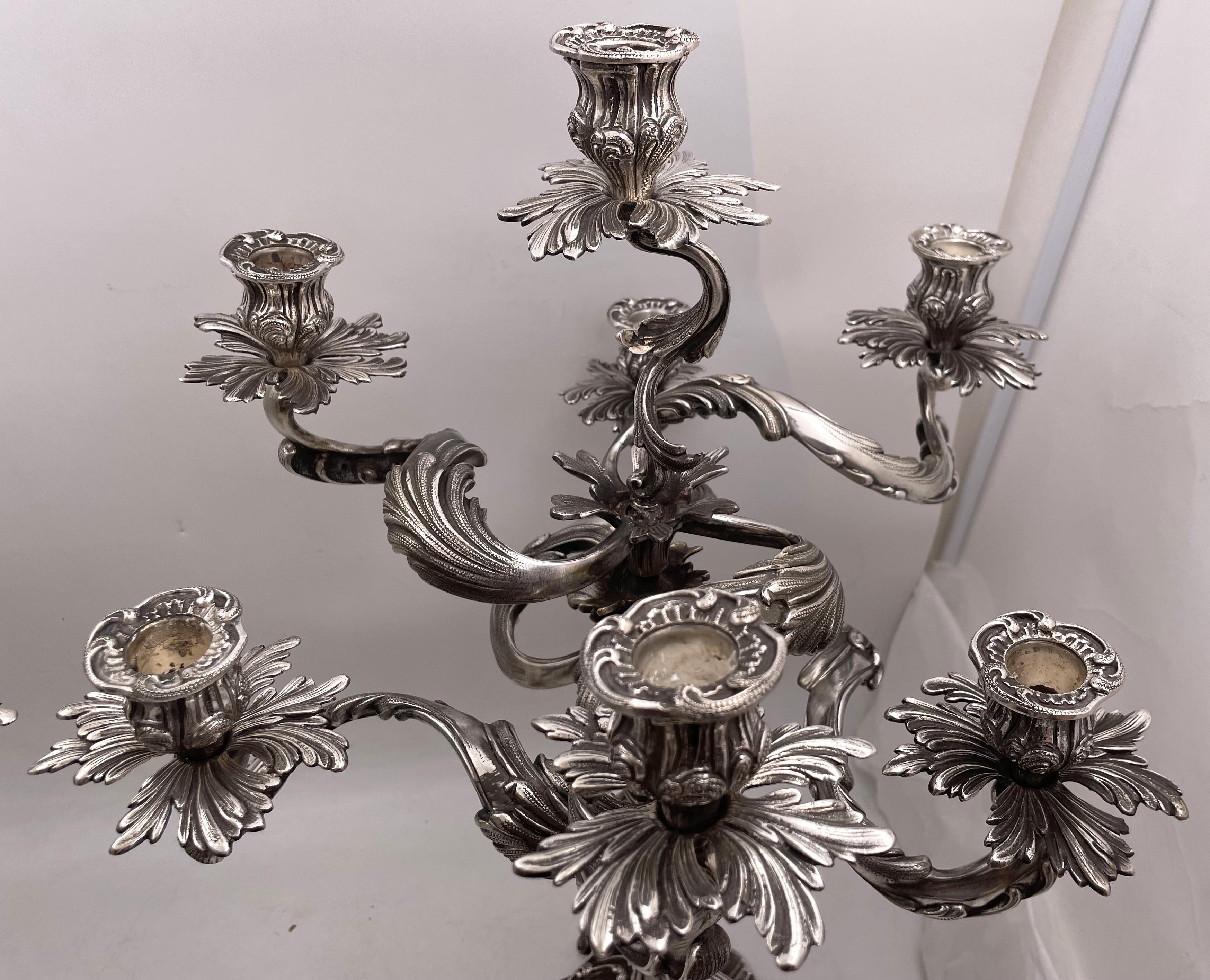 Pair of Fasoli Italian Silver 7-Light Candelabra Late 19th Early 20th Century For Sale 2