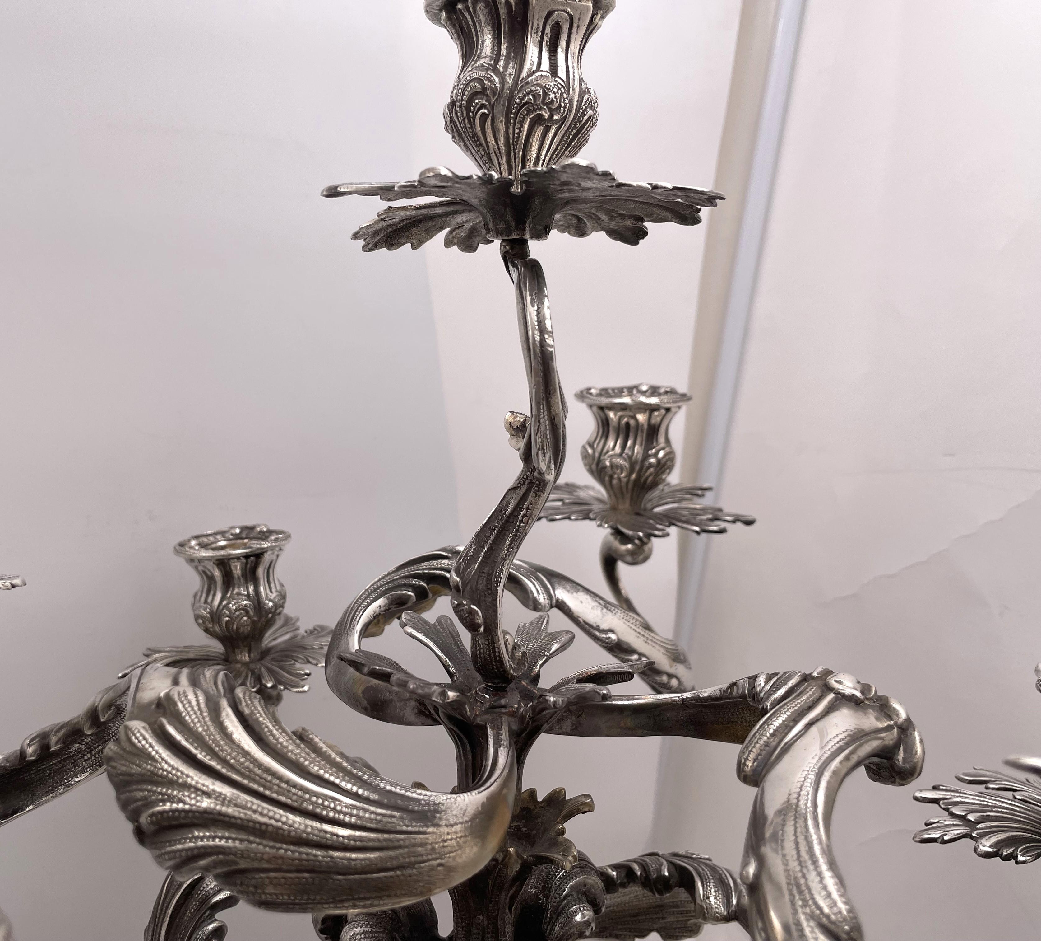 Pair of Fasoli Italian Silver 7-Light Candelabra Late 19th Early 20th Century For Sale 6