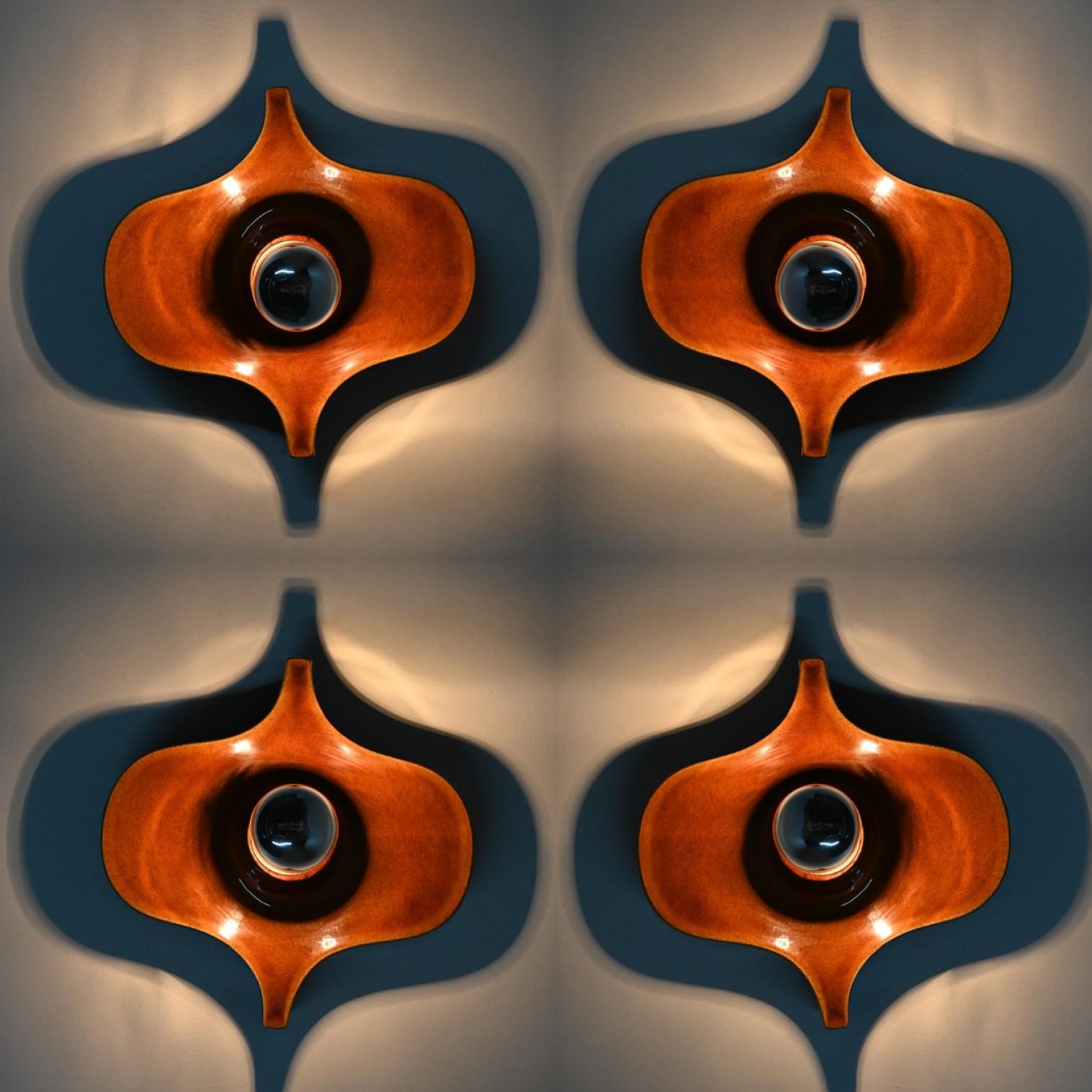 Paire de lampes murales en céramique Fat Lava Brown, Hustadt Keramik en vente 1