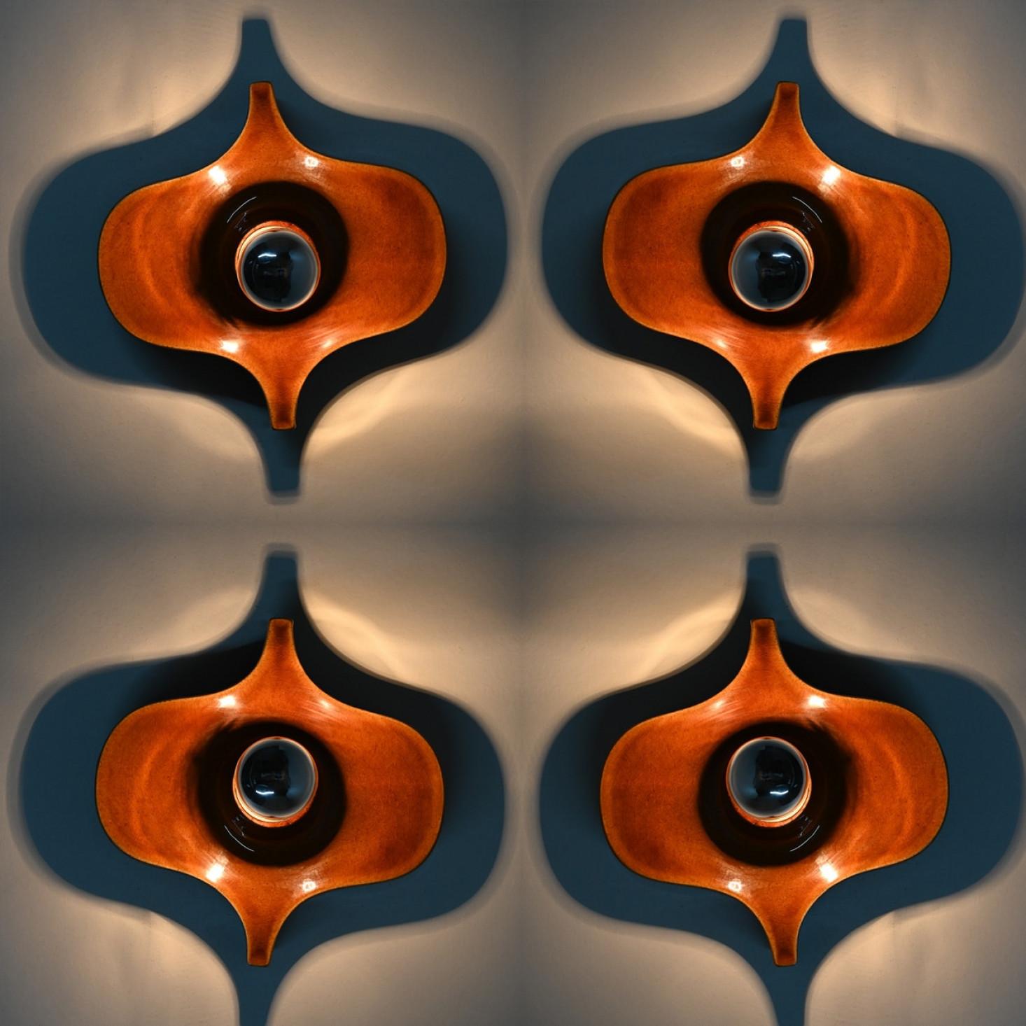 Pair of Fat Lava Brown Ceramic Wall Lights, Hustadt Keramik For Sale 2