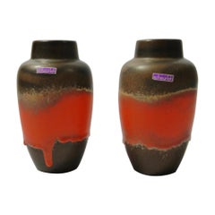 Pair of Fat Lava Ceramic Vases by Scheurich, West Germany, 1960s