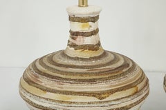 Pair of Fat Lava Glazed Ceramic Lamps