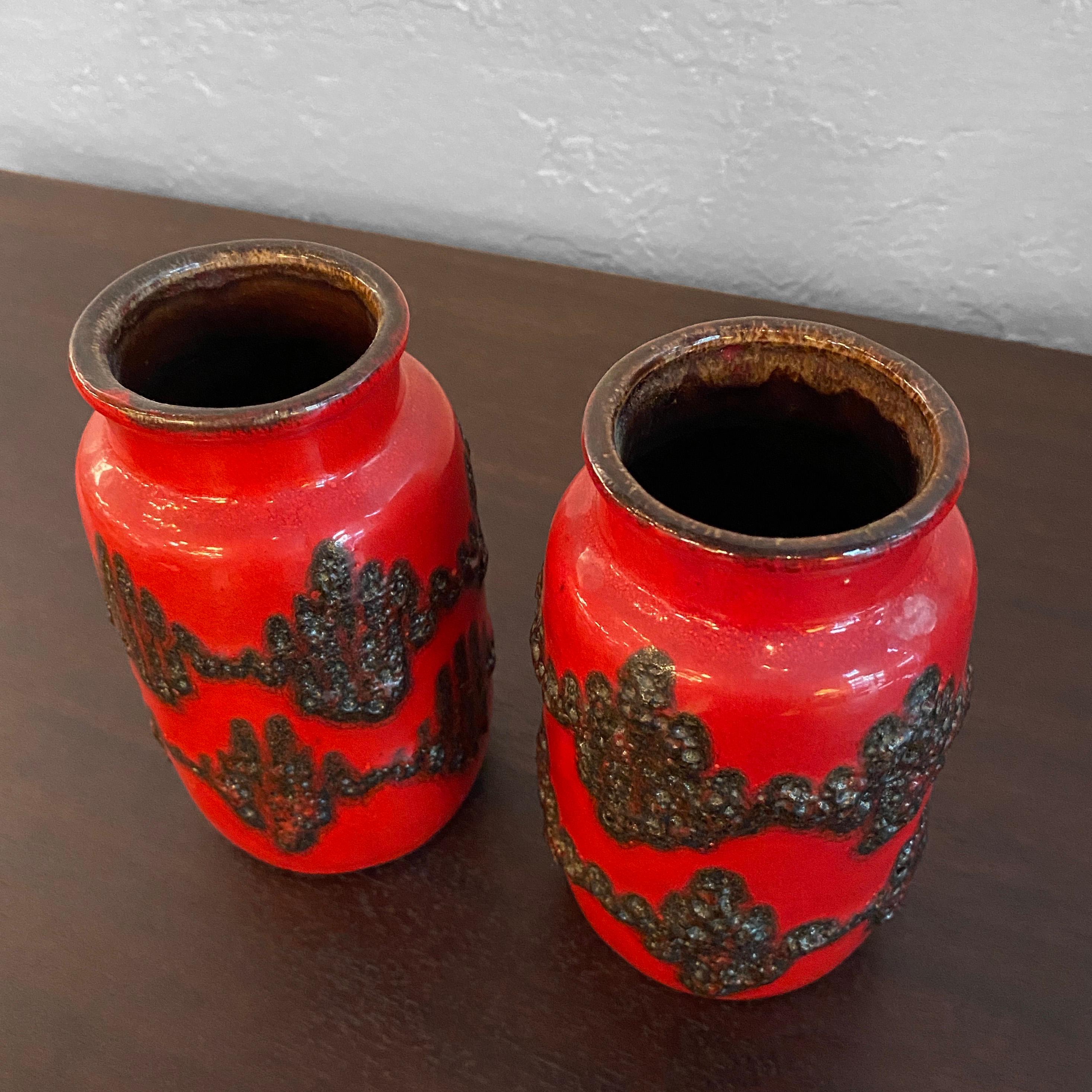 Pair of Fat Lava Vases by Scheurich Keramik In Good Condition For Sale In Brooklyn, NY