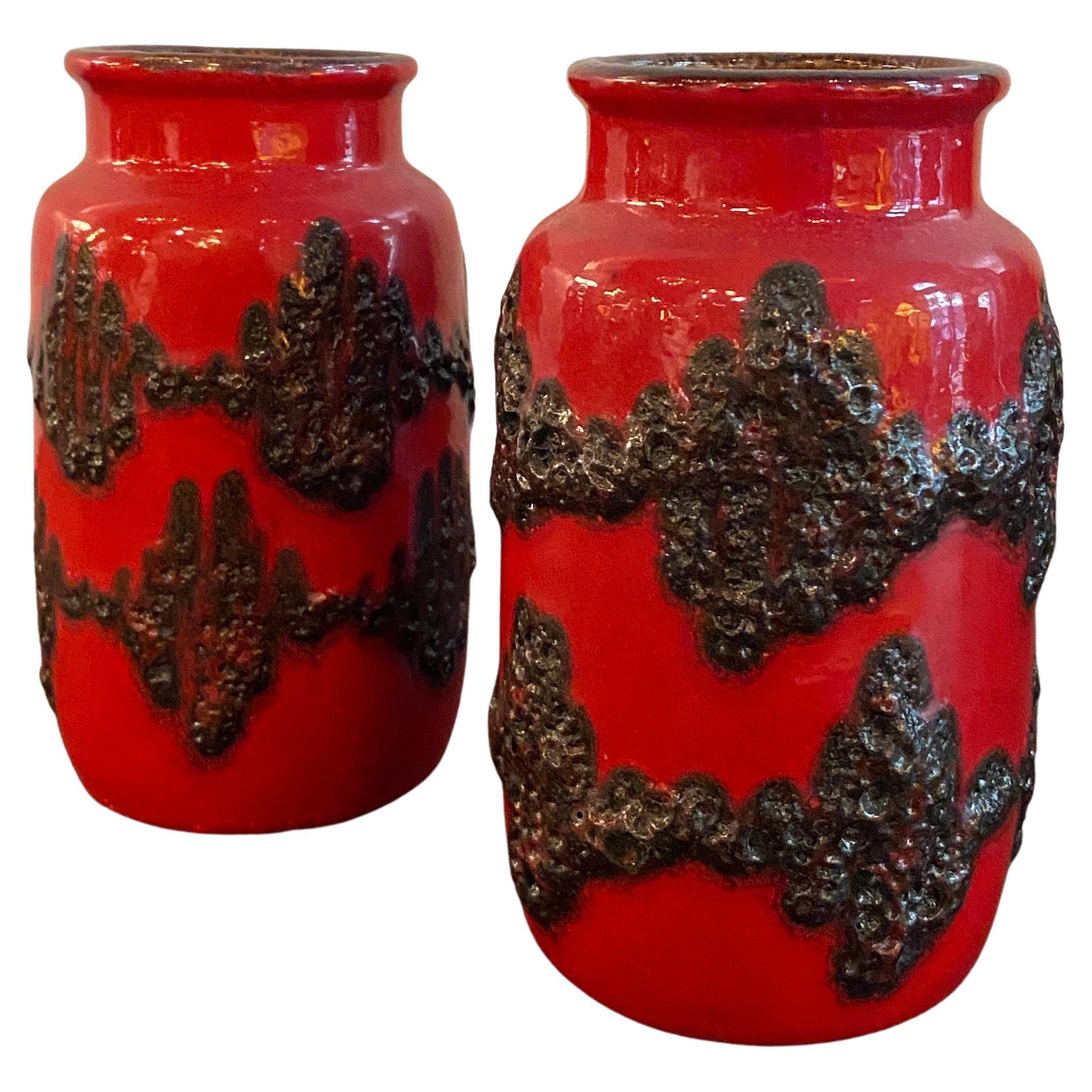 Pair of Fat Lava Vases by Scheurich Keramik