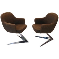 Used Pair of Fauteuils Attributed to Jacques Adnet for Air France Boardroom