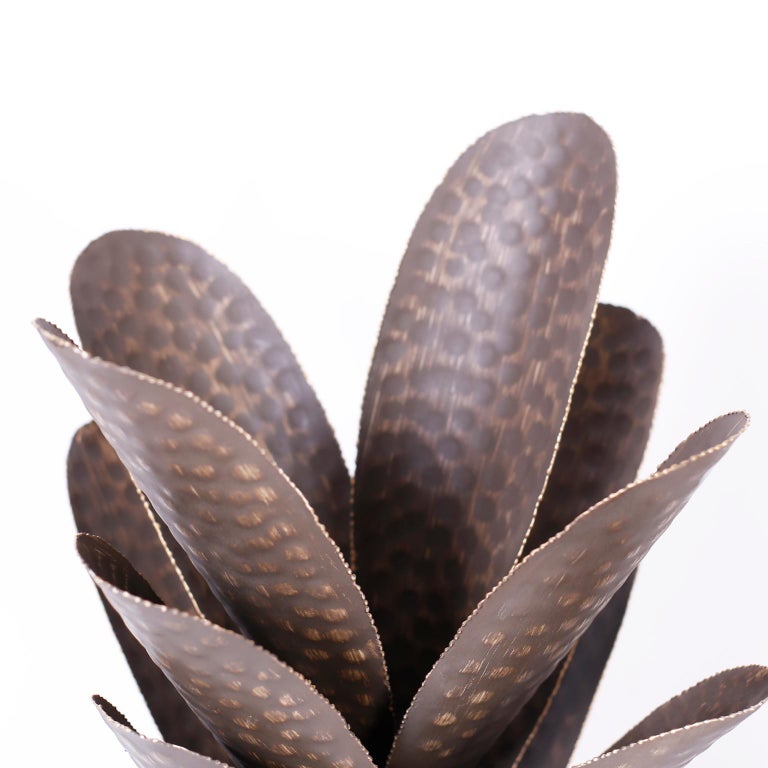 Pair of Faux Agave Plants in Metal Planters For Sale at 1stDibs