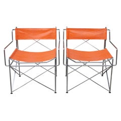 Pair of Faux Alligator Orange Chairs