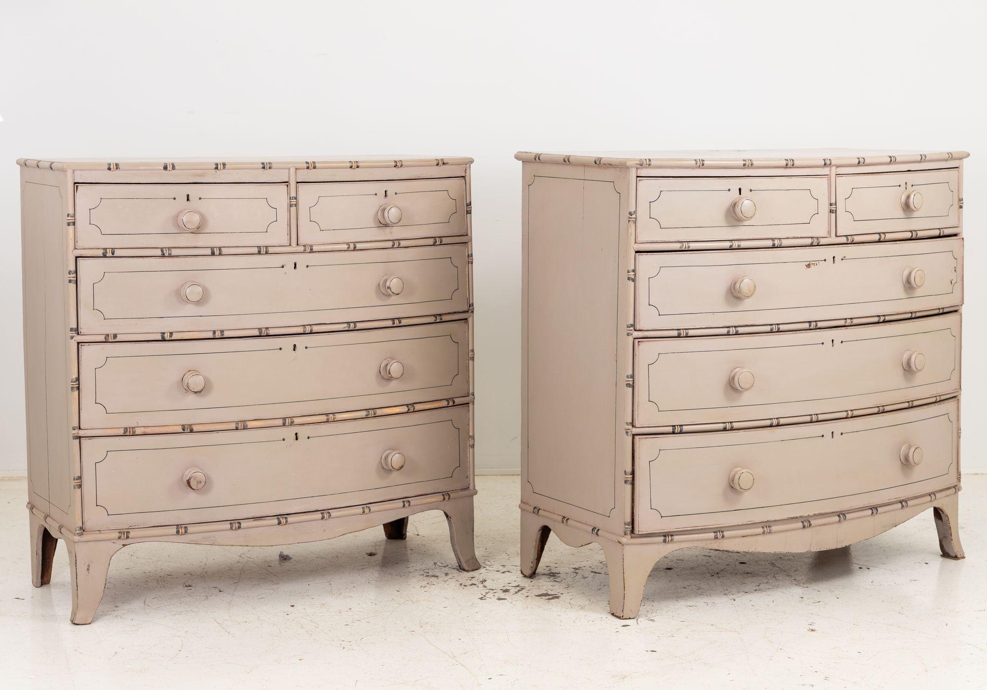 Pair of Faux Bamaboo Chests oF Drawers, French 19th Century For Sale 3