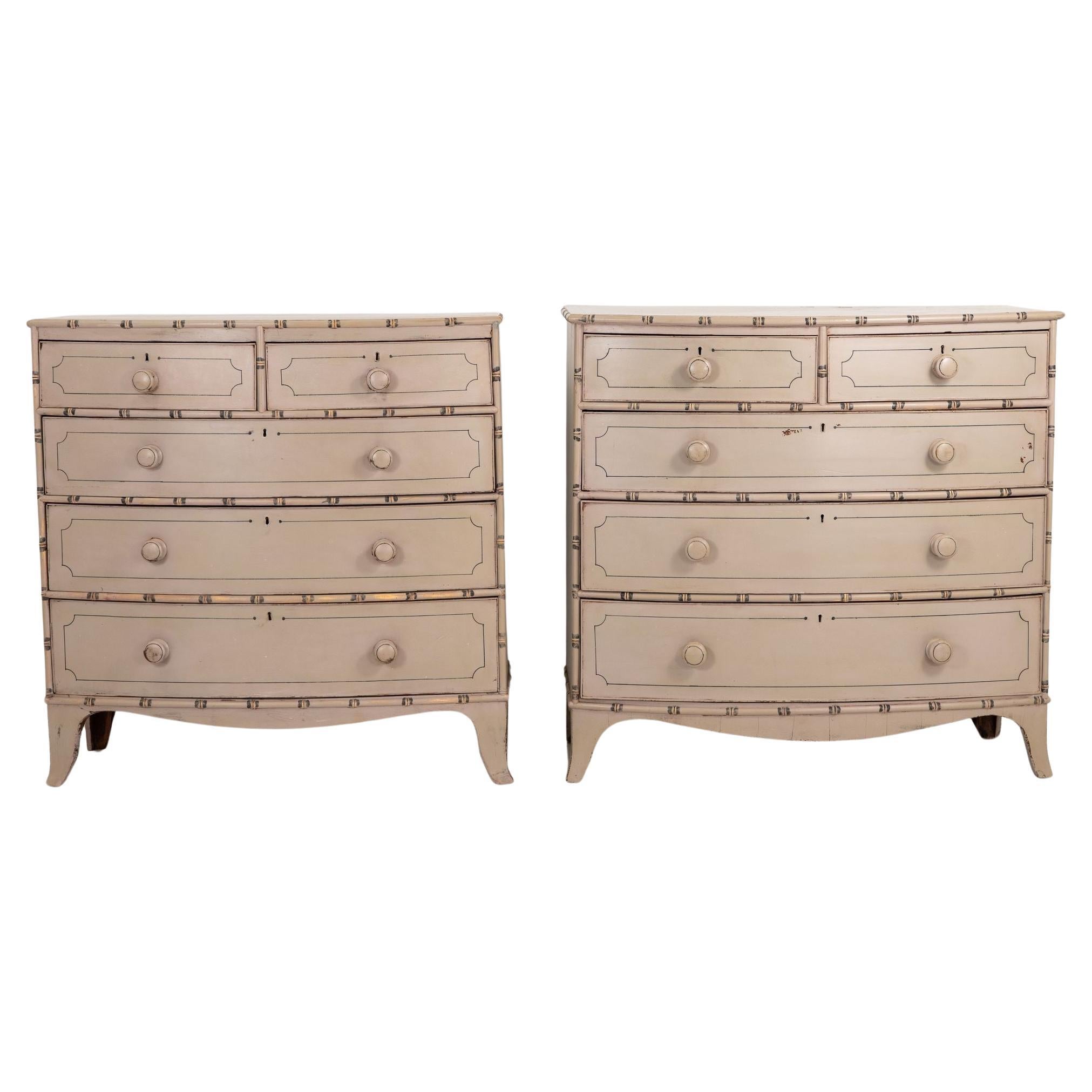 Pair of Faux Bamaboo Chests oF Drawers, French 19th Century