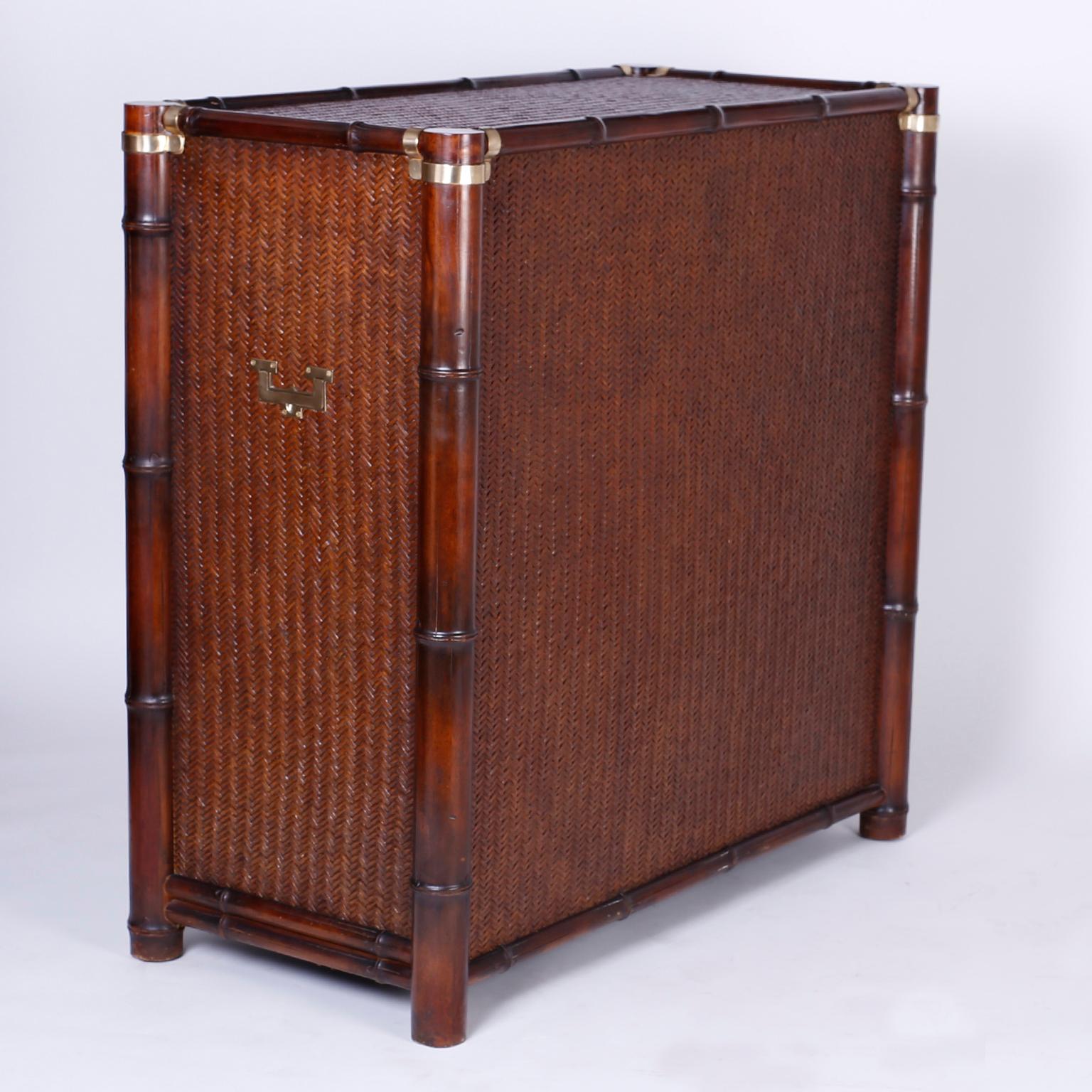 Philippine Pair of Faux Bamboo and Rattan Chests