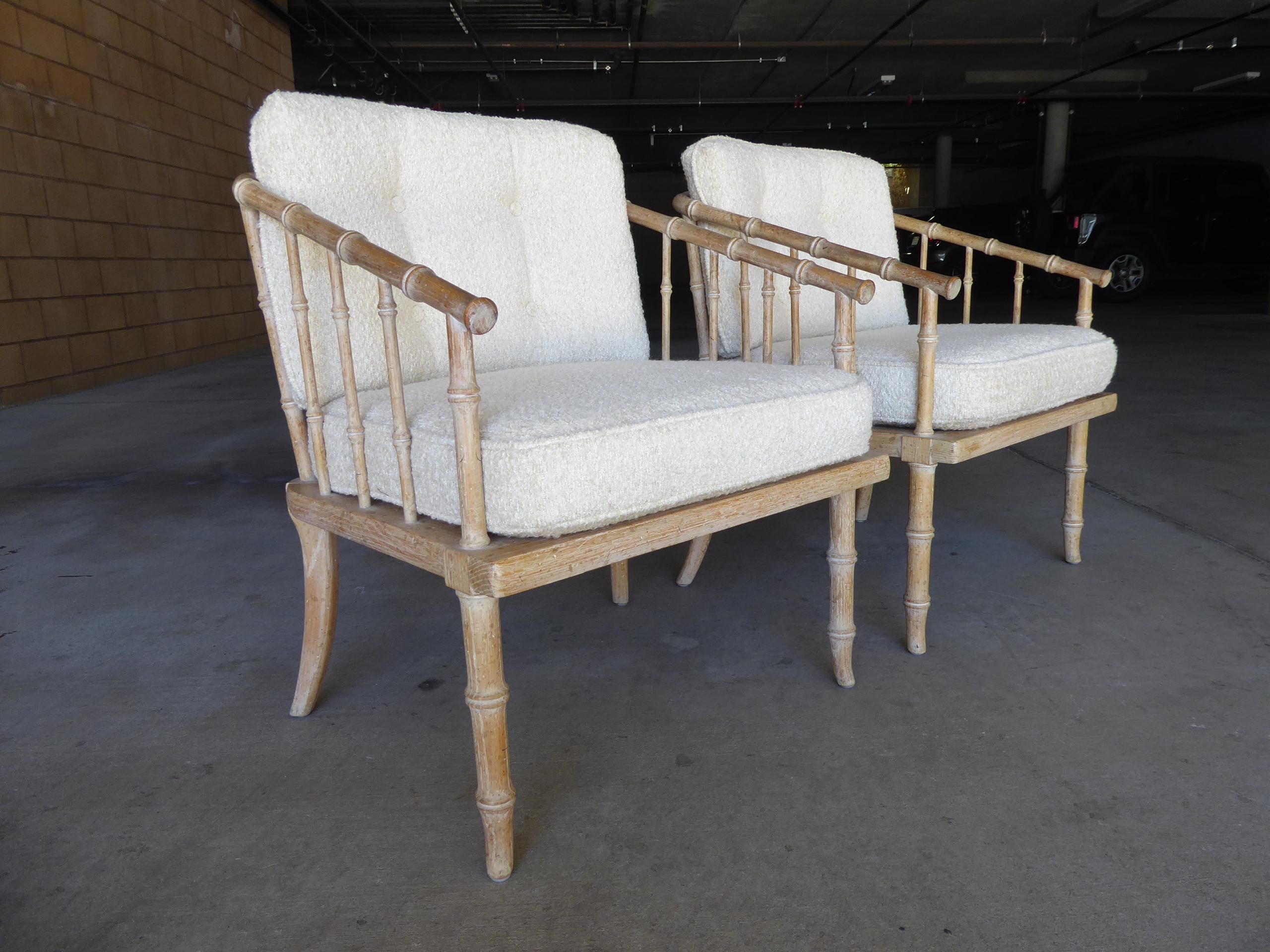 American Pair of Faux-Bamboo Armchairs Attributed to McGuire