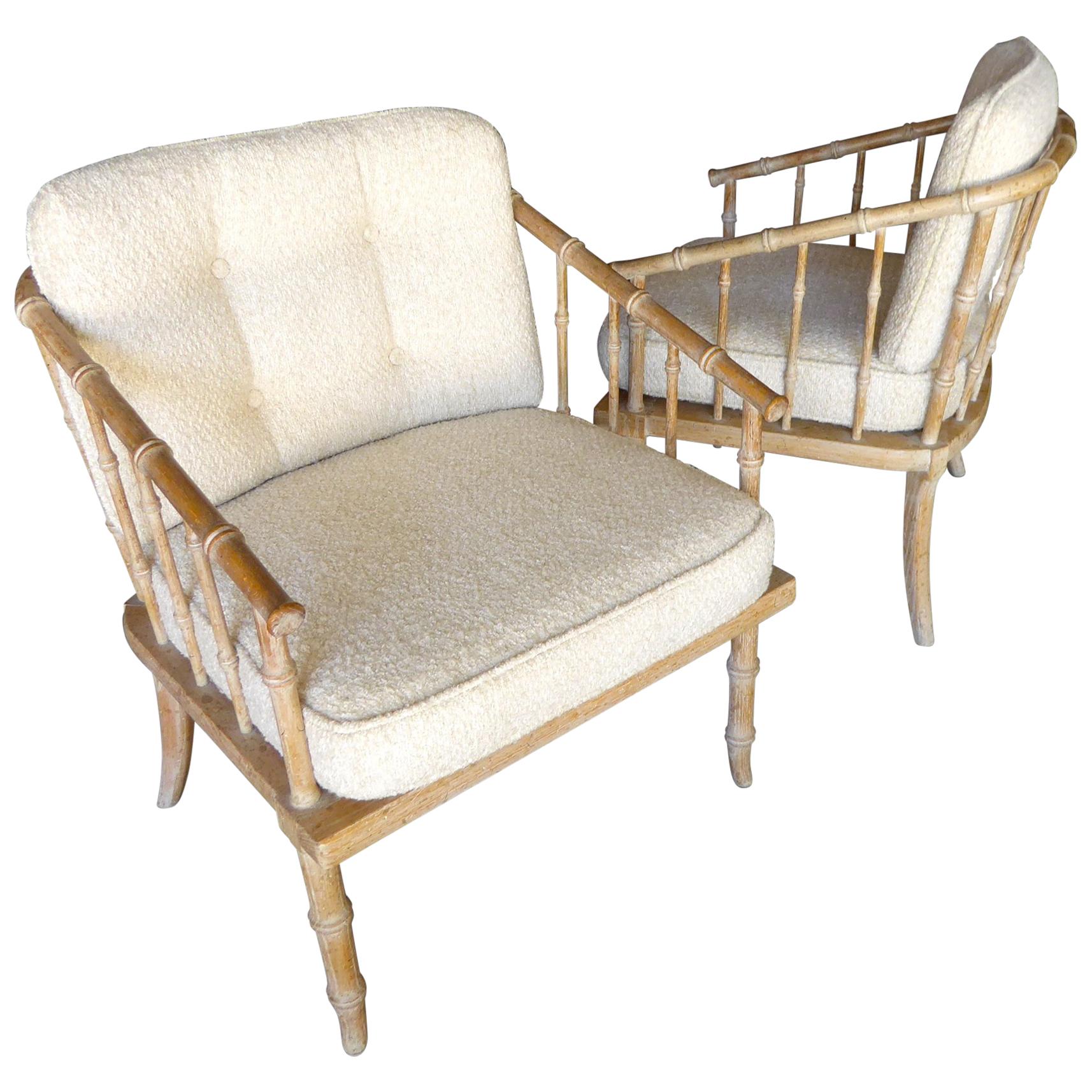 Pair of Faux-Bamboo Armchairs Attributed to McGuire