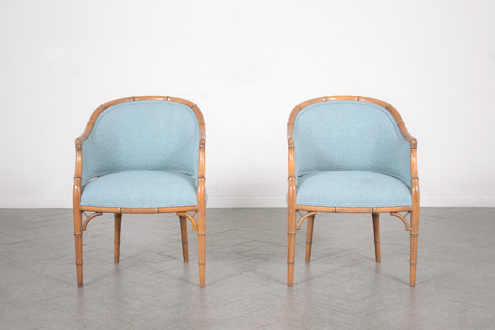 Hollywood Regency Pair of Vintage Faux Bamboo Armchairs
