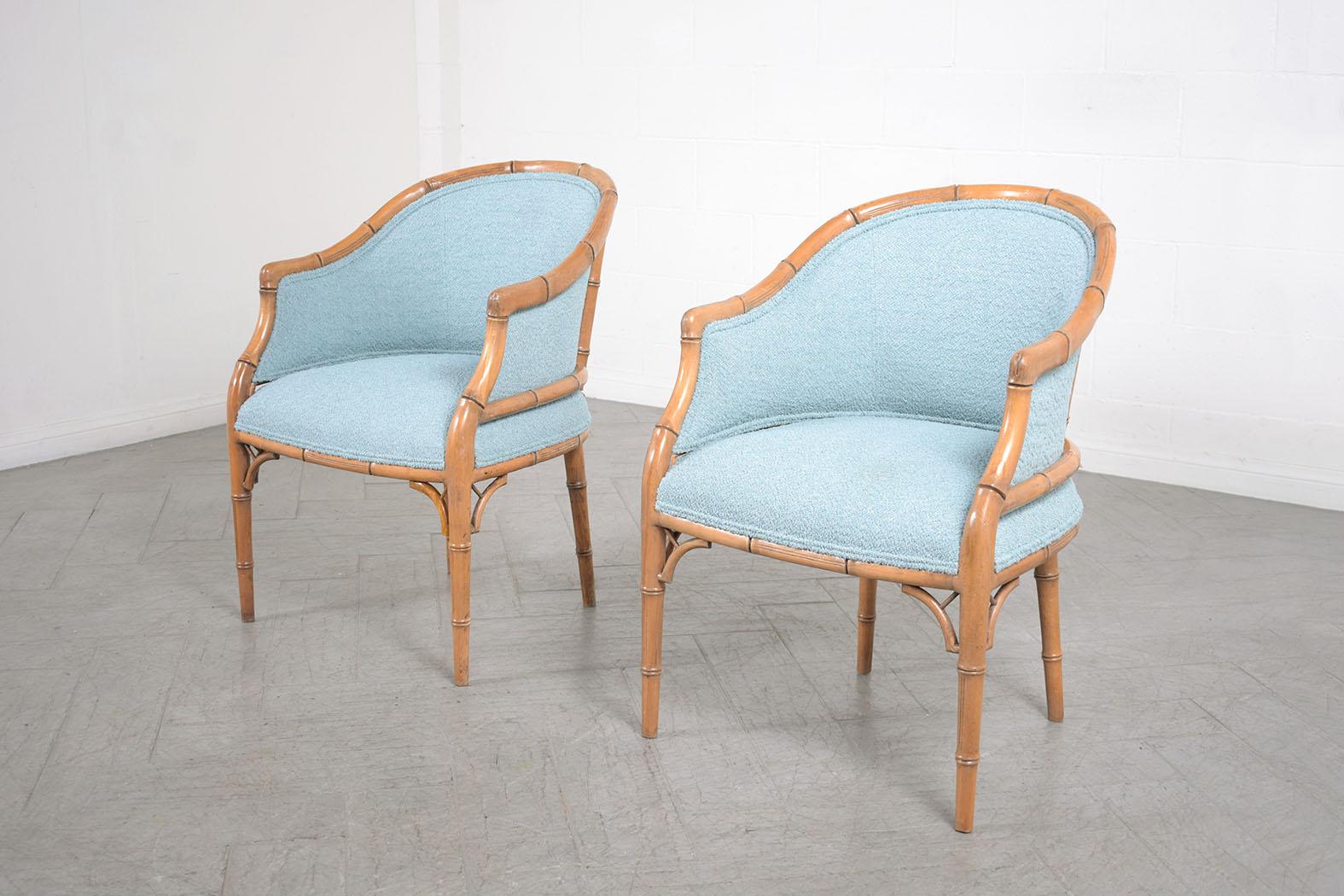 American Pair of Vintage Faux Bamboo Armchairs