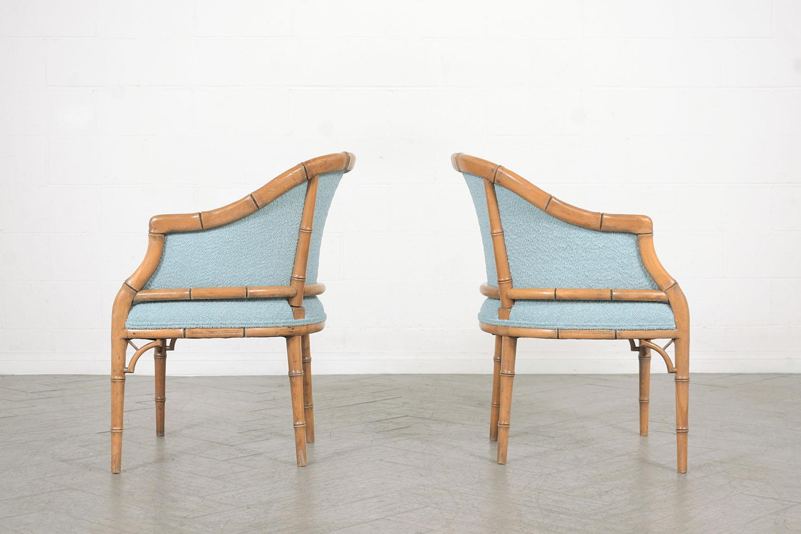 Pair of Vintage Faux Bamboo Armchairs In Good Condition In Los Angeles, CA