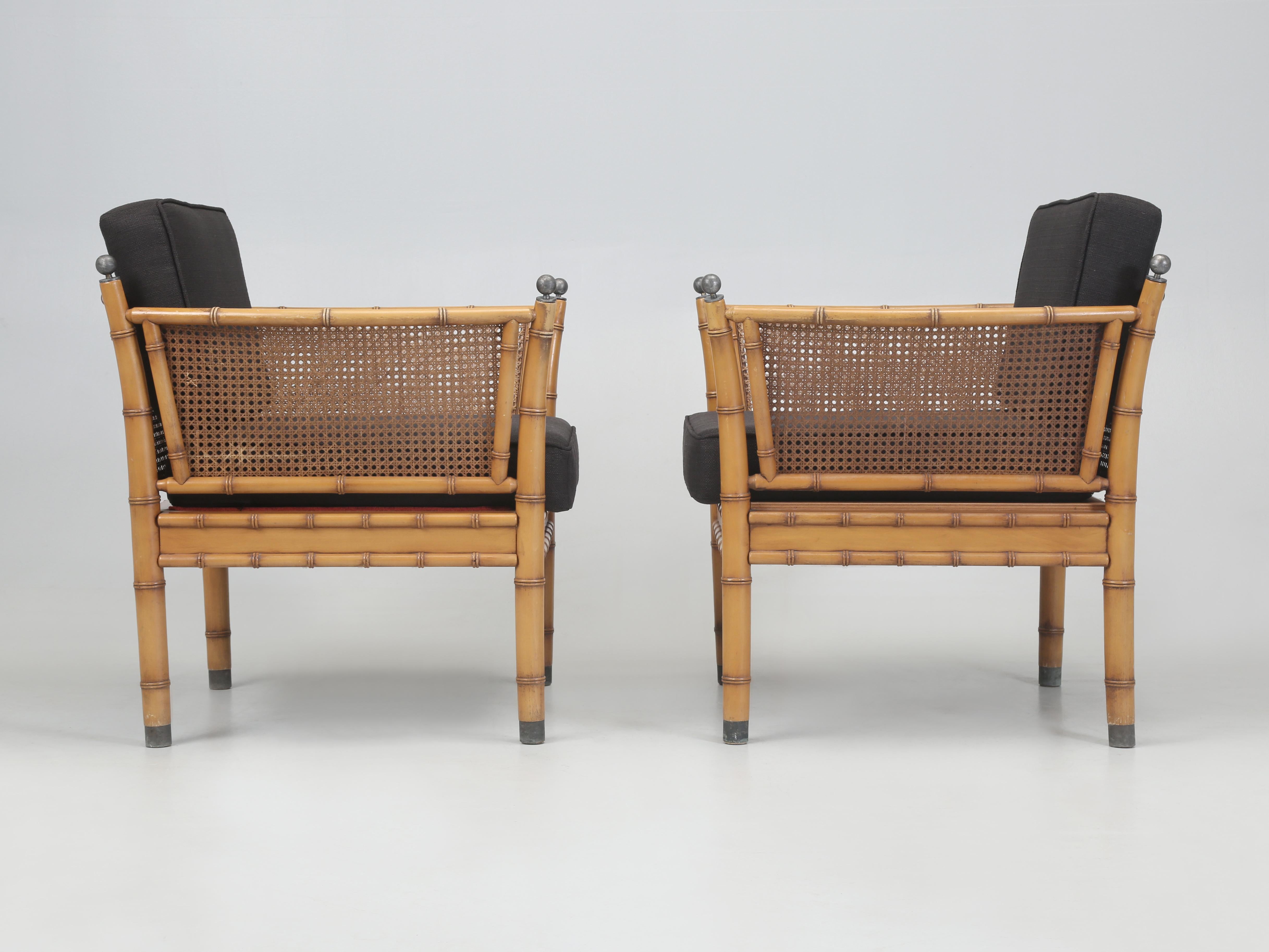 Pair of Faux Bamboo Armchairs in Style of Galerie Maison et Jardin French 1970s  For Sale 6