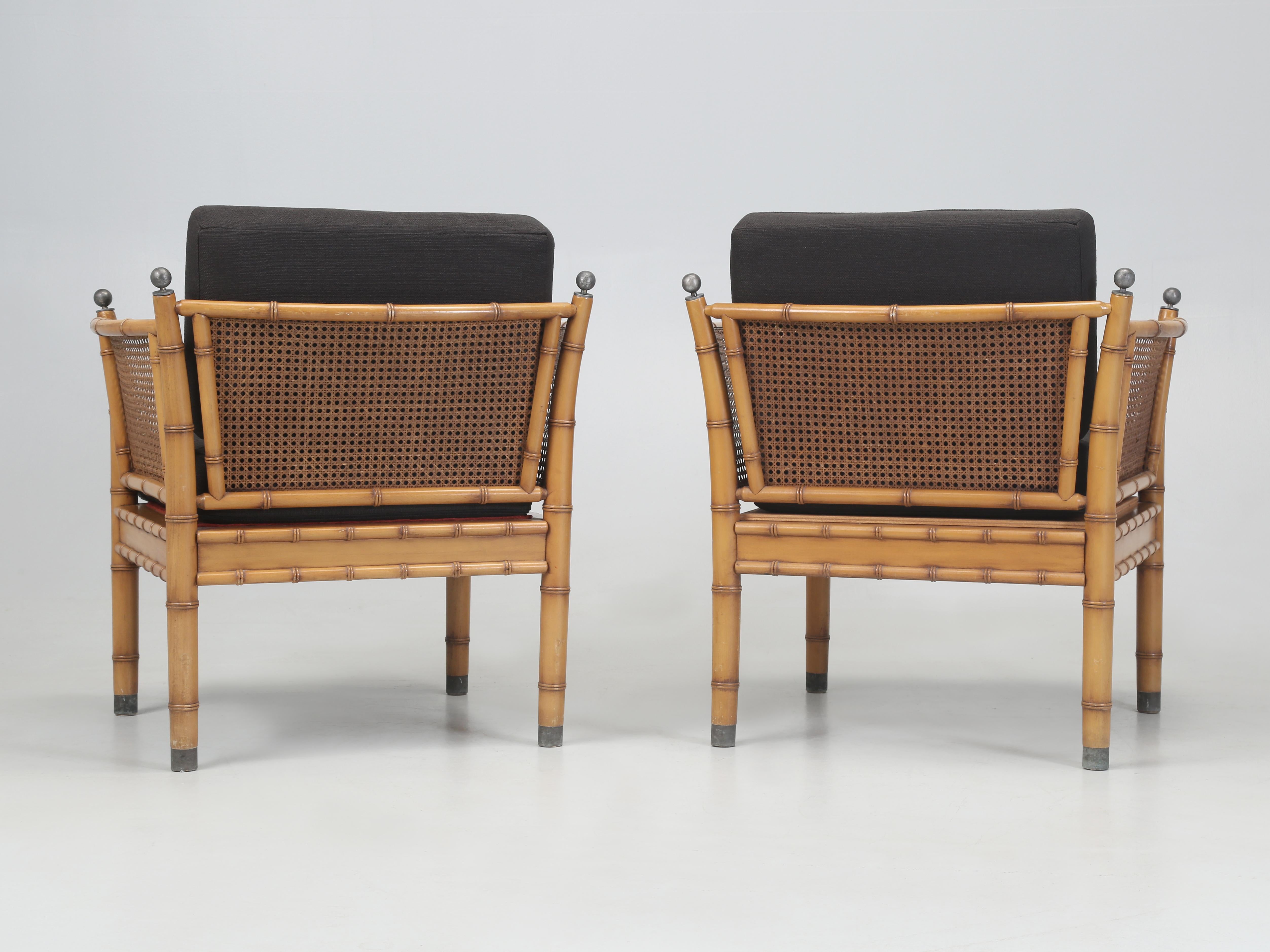 Pair of Faux Bamboo Armchairs in Style of Galerie Maison et Jardin French 1970s  For Sale 7