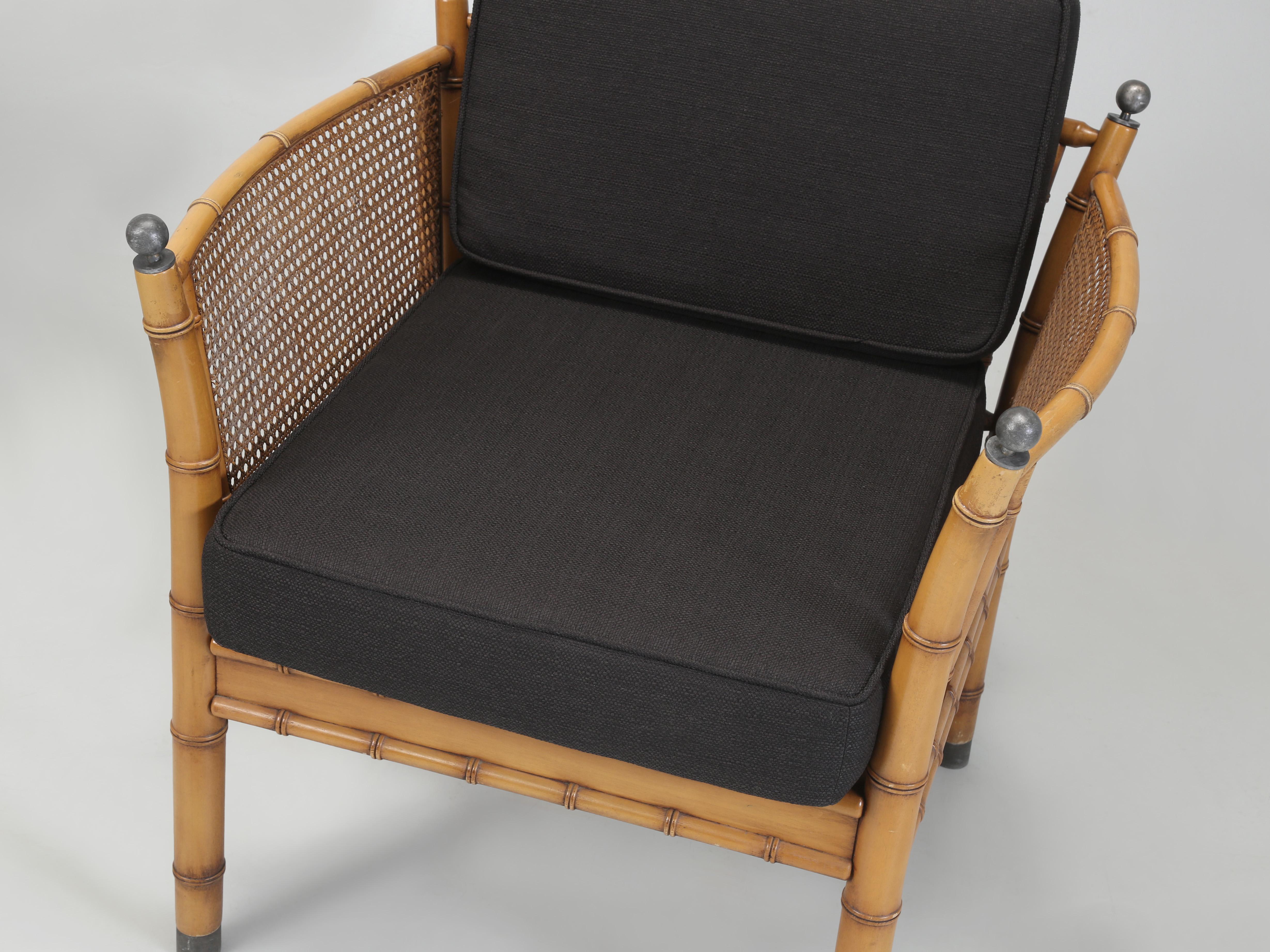 Hollywood Regency Pair of Faux Bamboo Armchairs in Style of Galerie Maison et Jardin French 1970s  For Sale
