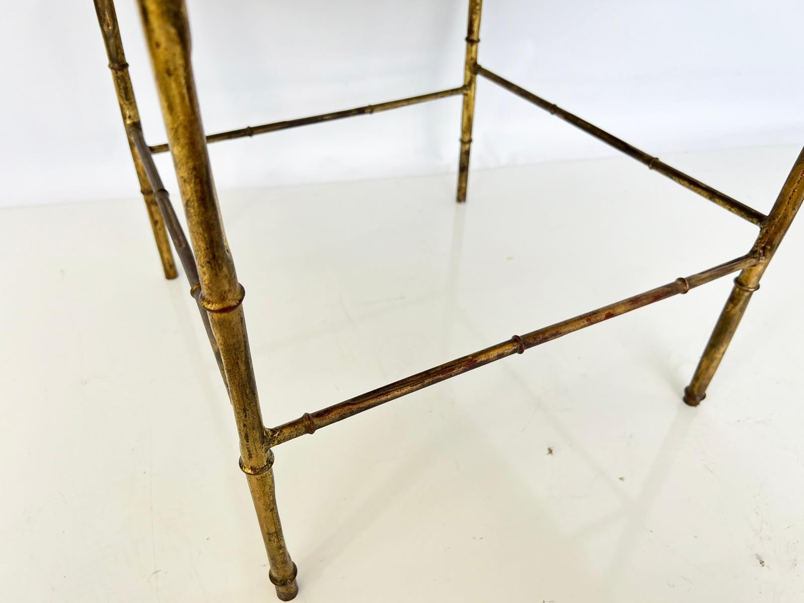 Pair of Faux Bamboo Armchairs of Gilt Iron For Sale 4
