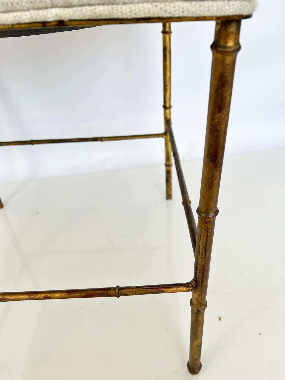 Pair of Faux Bamboo Armchairs of Gilt Iron For Sale 6