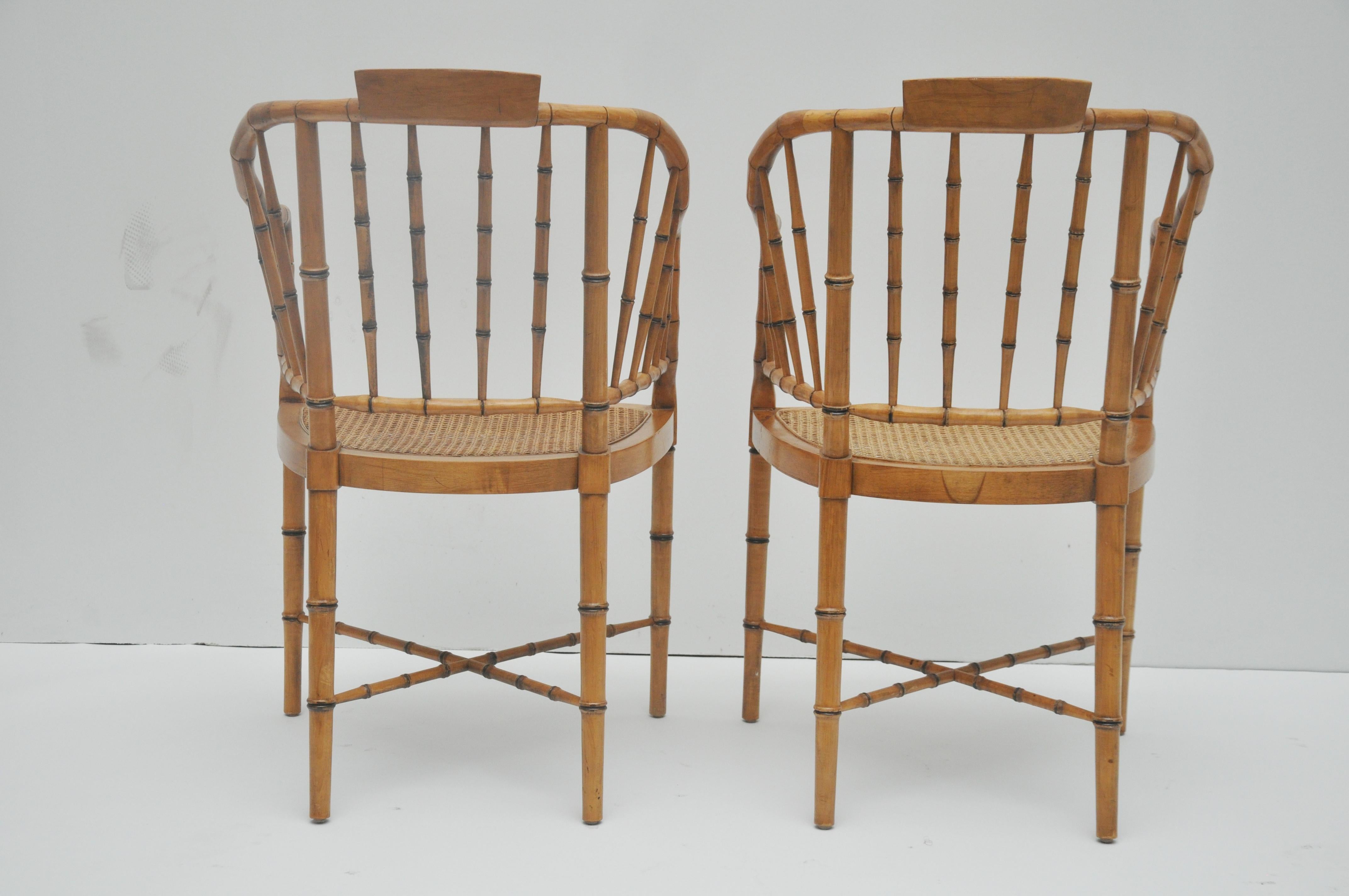 Pair of Faux Bamboo Baker Club Chairs 5