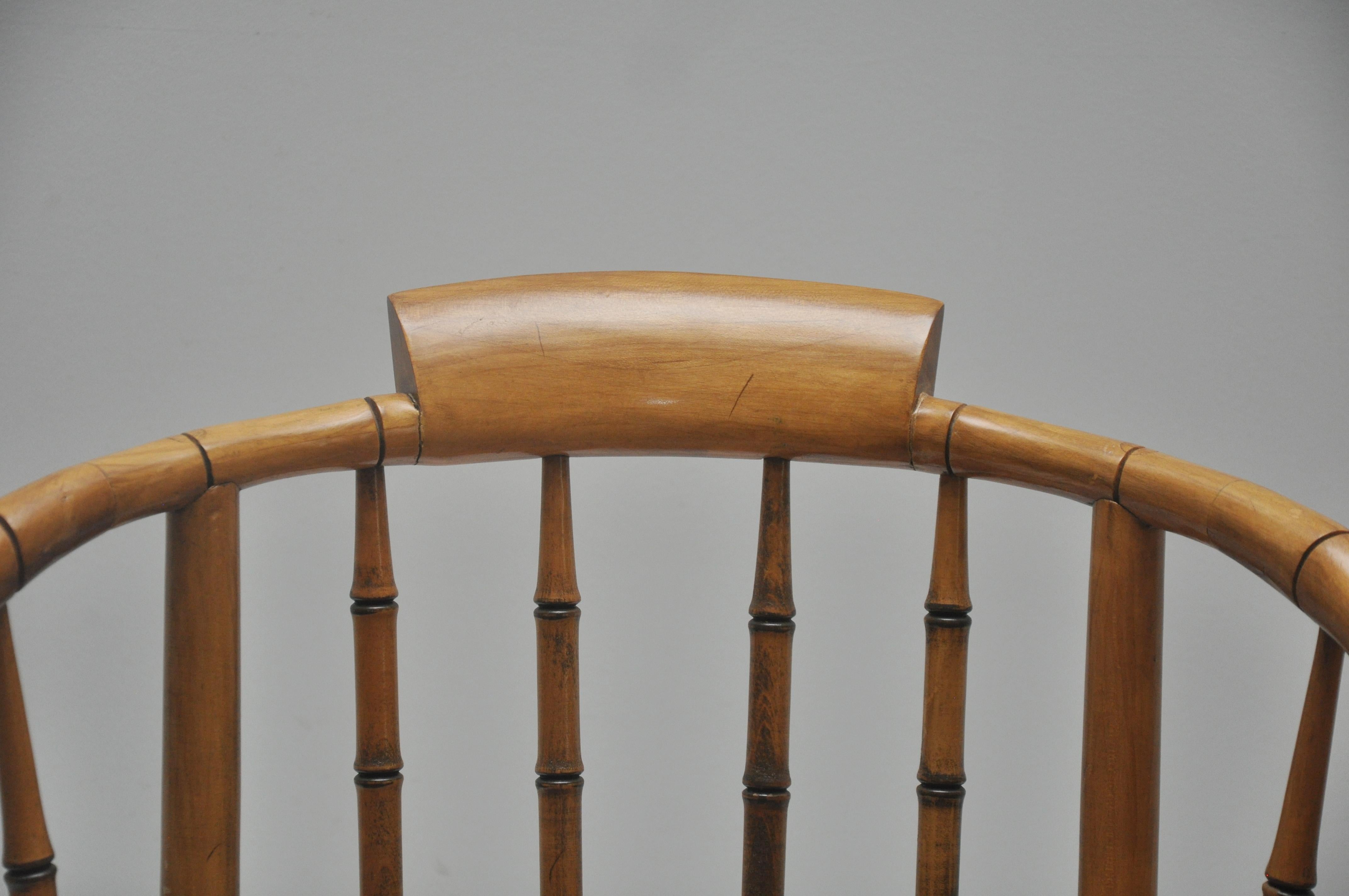 Pair of Faux Bamboo Baker Club Chairs In Good Condition In Geneva, IL